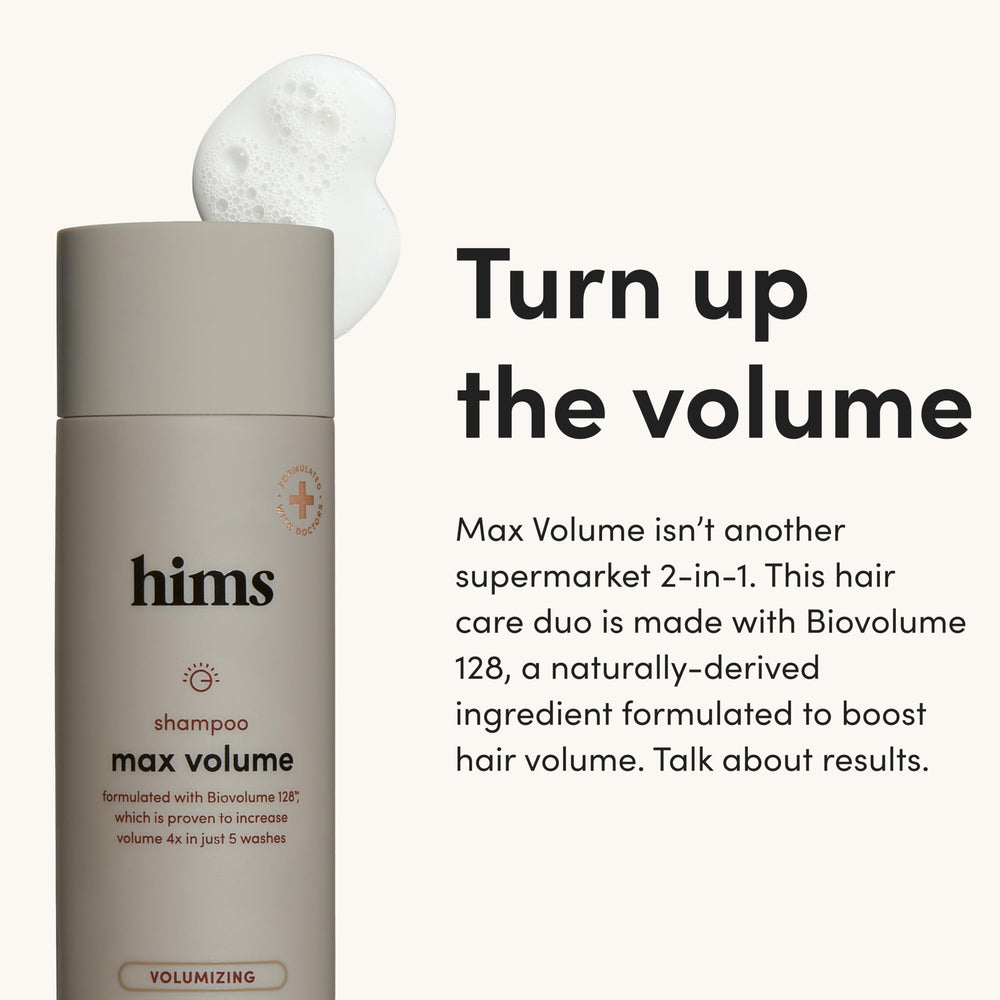 Hims Max Volume Conditioner bottle front adds moisture and slip for fine hair