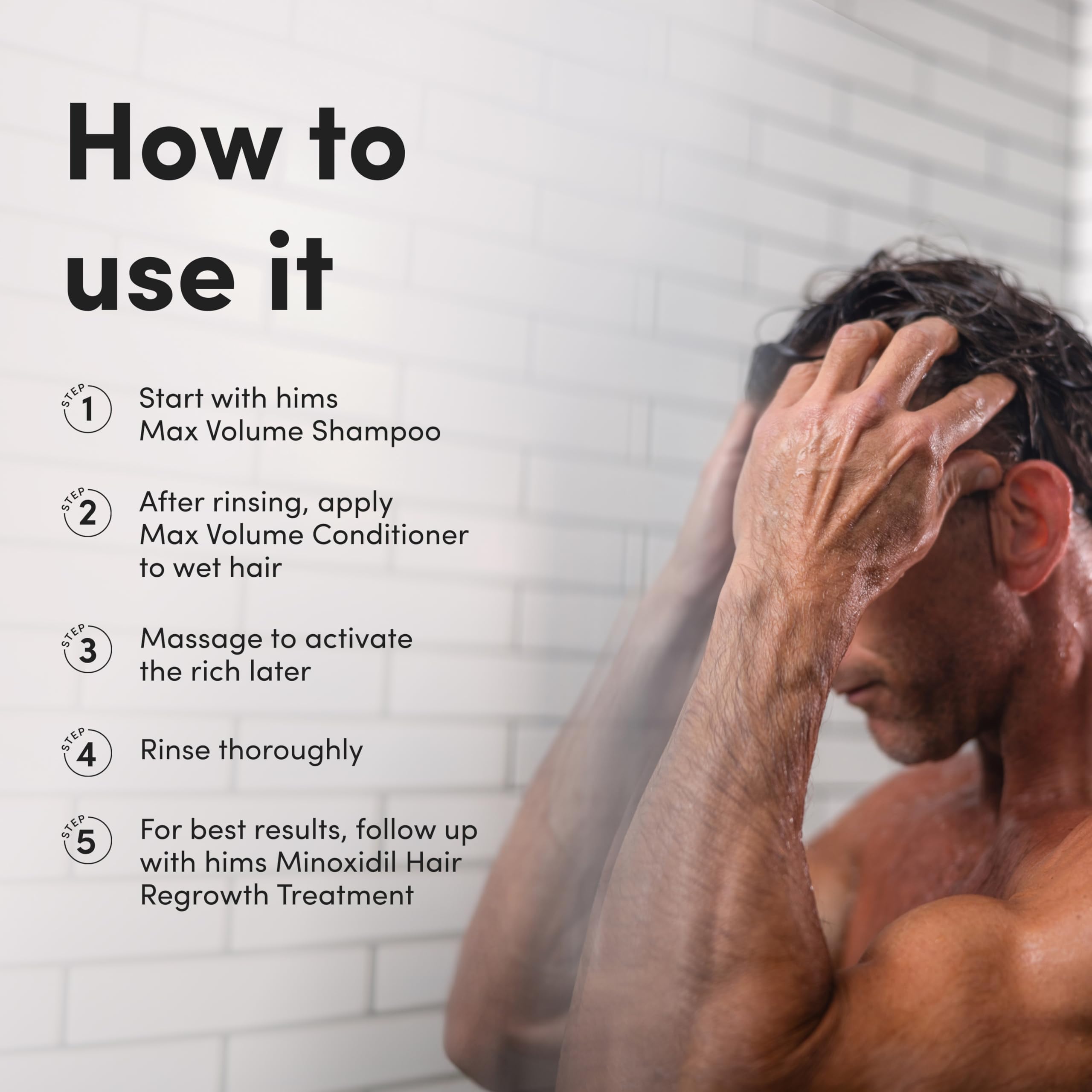 Clean vegan formula of Hims Max Volume Conditioner without parabens or sulfates