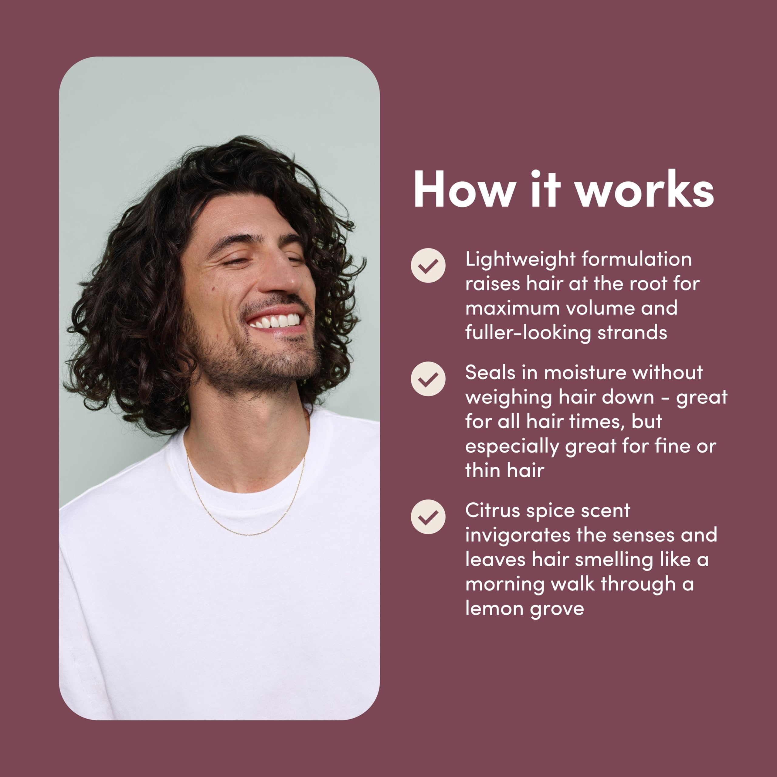 Nourished hair texture after using Hims Max Volume Conditioner with biotin and argan oil