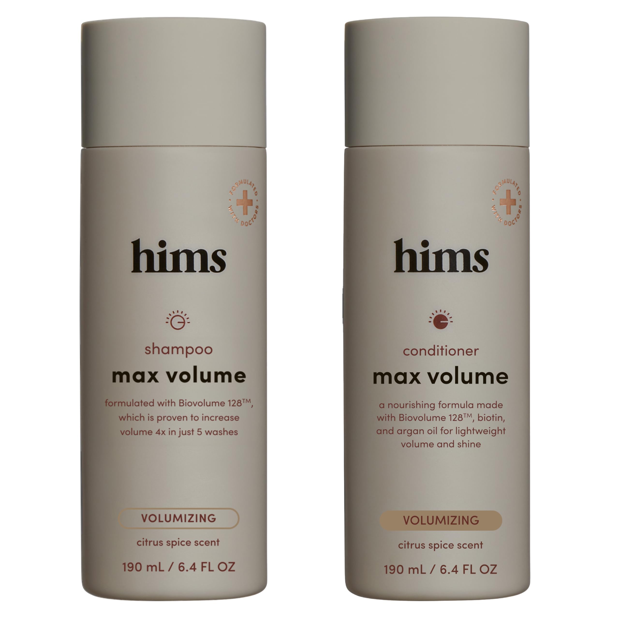 Hims Max Volume Shampoo bottle front promotes fuller-looking hair with a lightweight formula