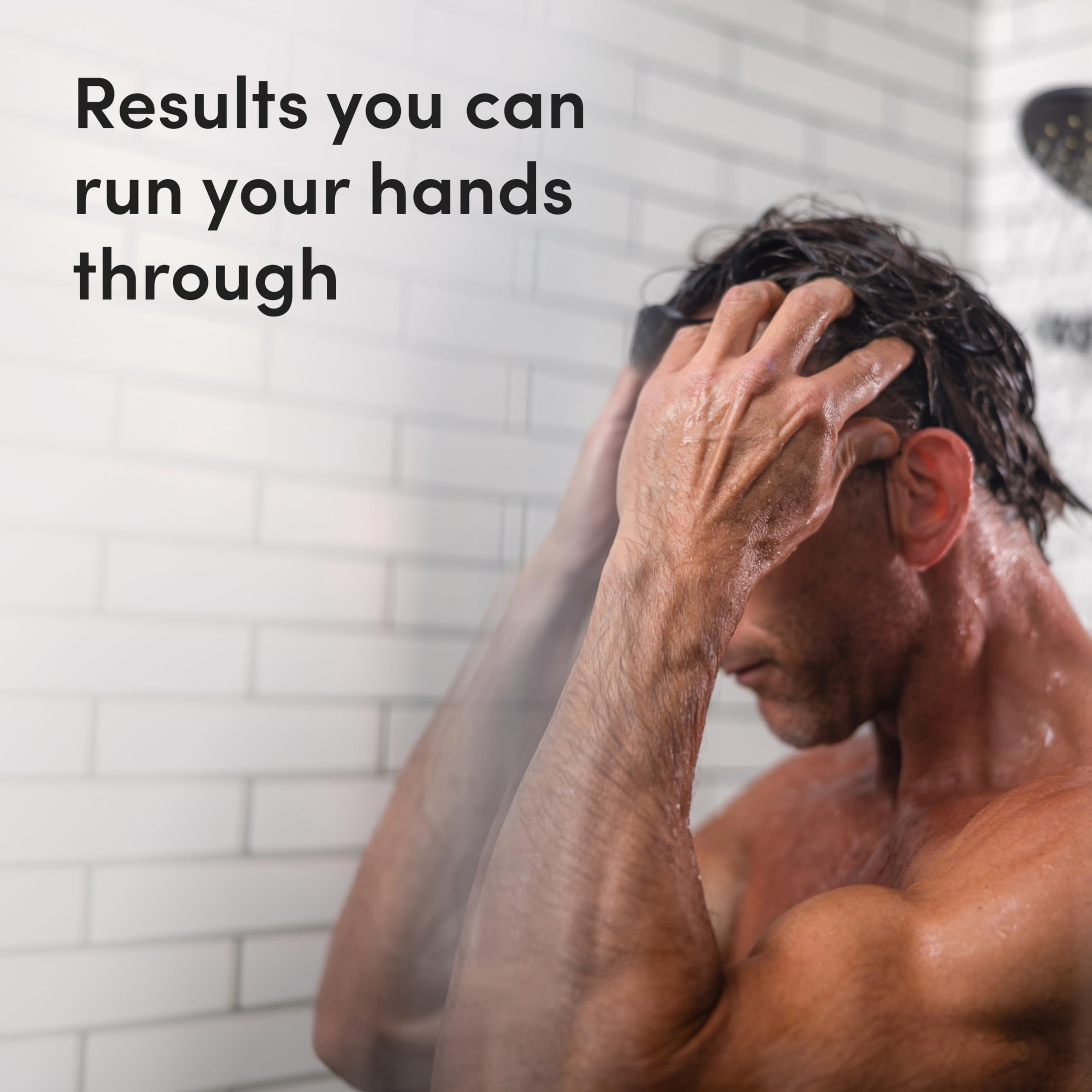 hims Thick Fix conditioner application on towel-dried hair for softer, manageable strands.
