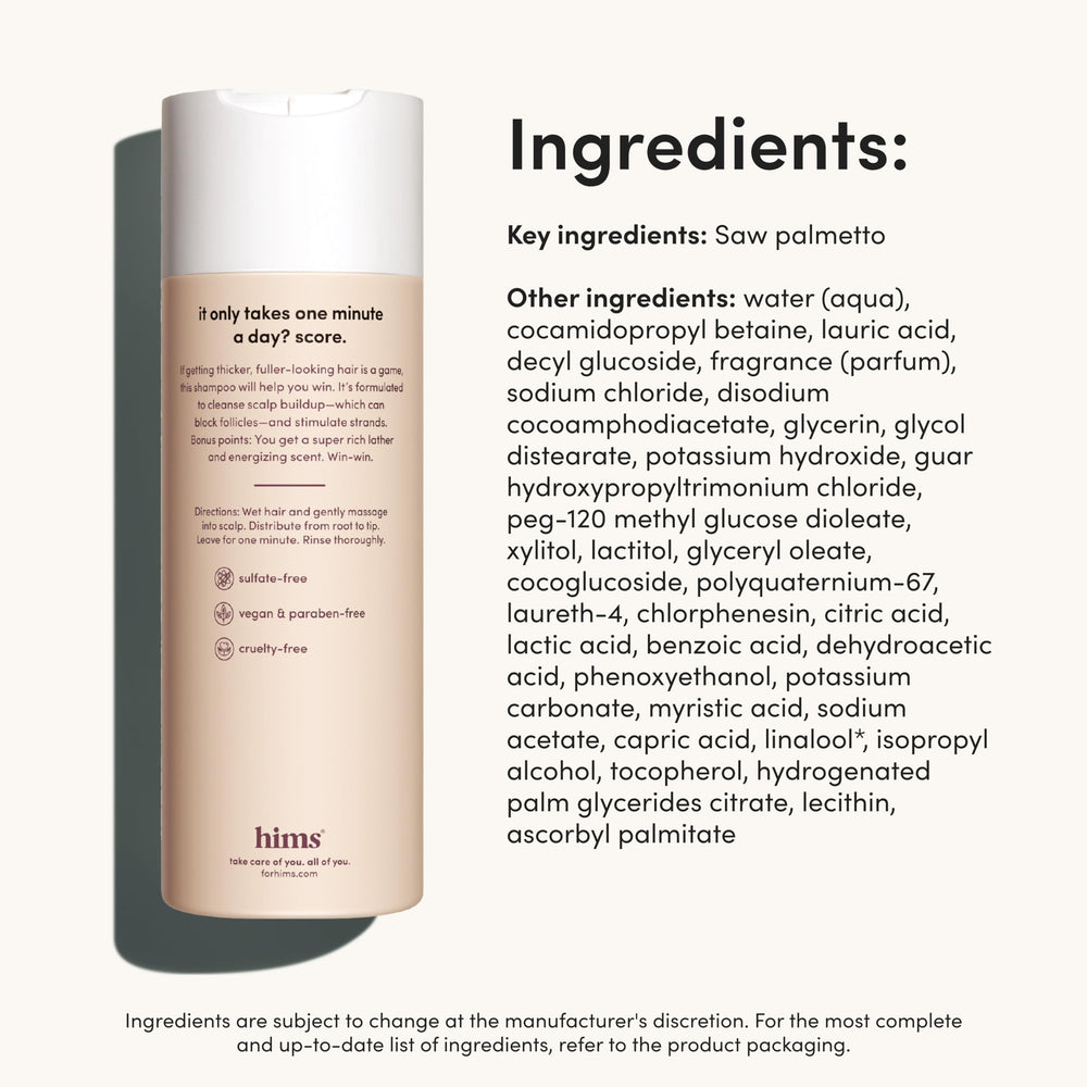 Eucalyptus scent impression in bottle scene for a refreshing wash with Hims Thick Fix.