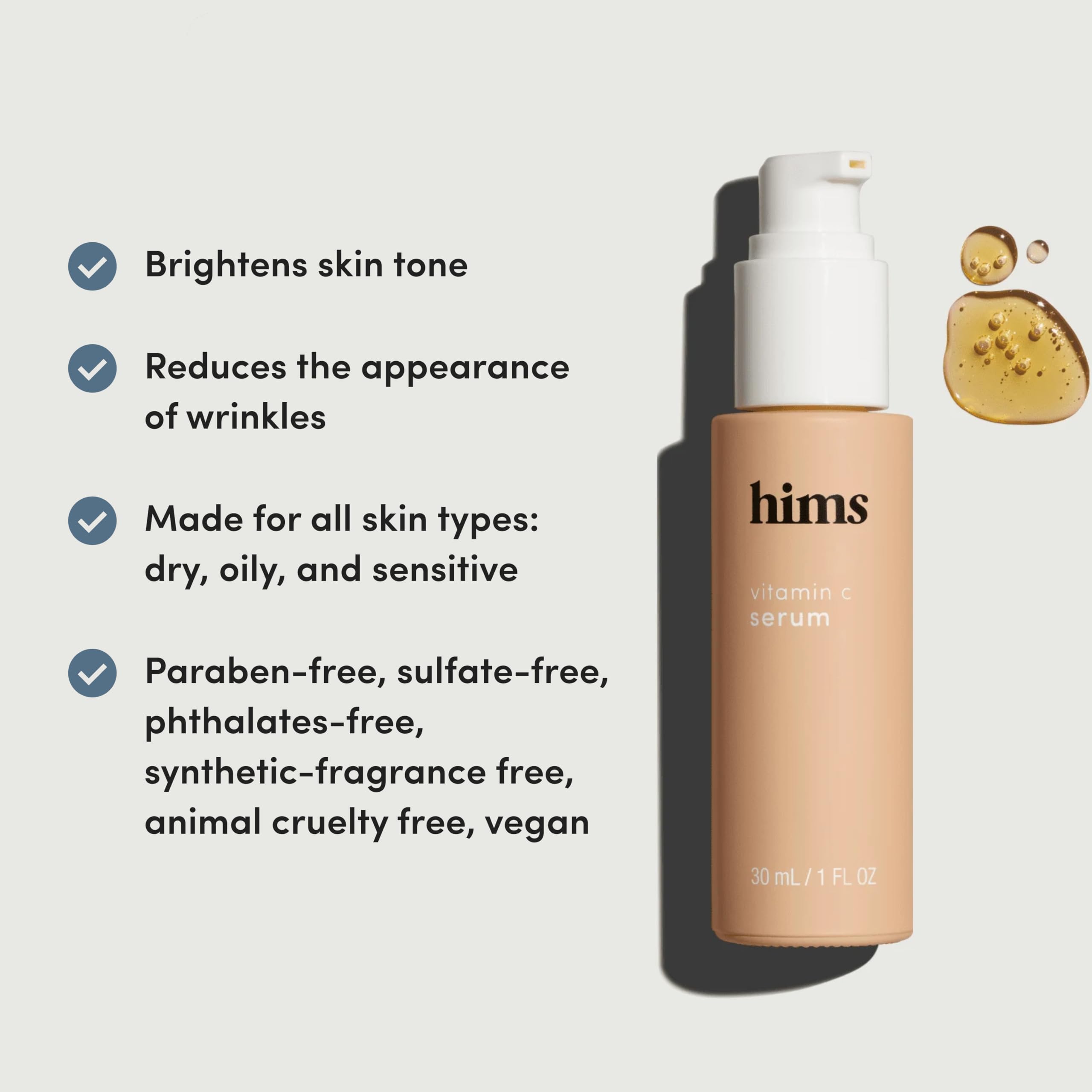Applying hims Vitamin C Serum to the face for even texture