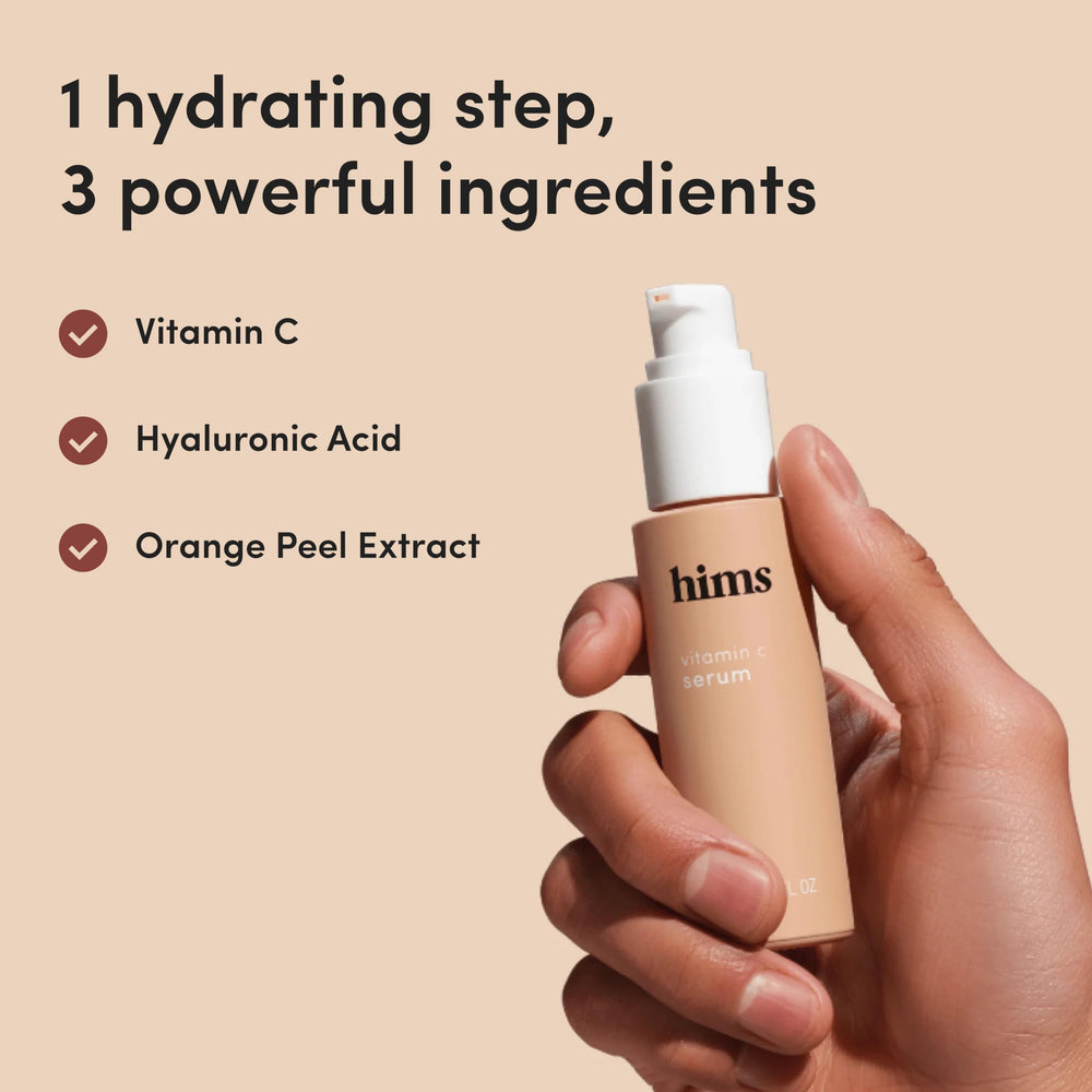 Applying hims Vitamin C Serum to the neck for cohesive brightness
