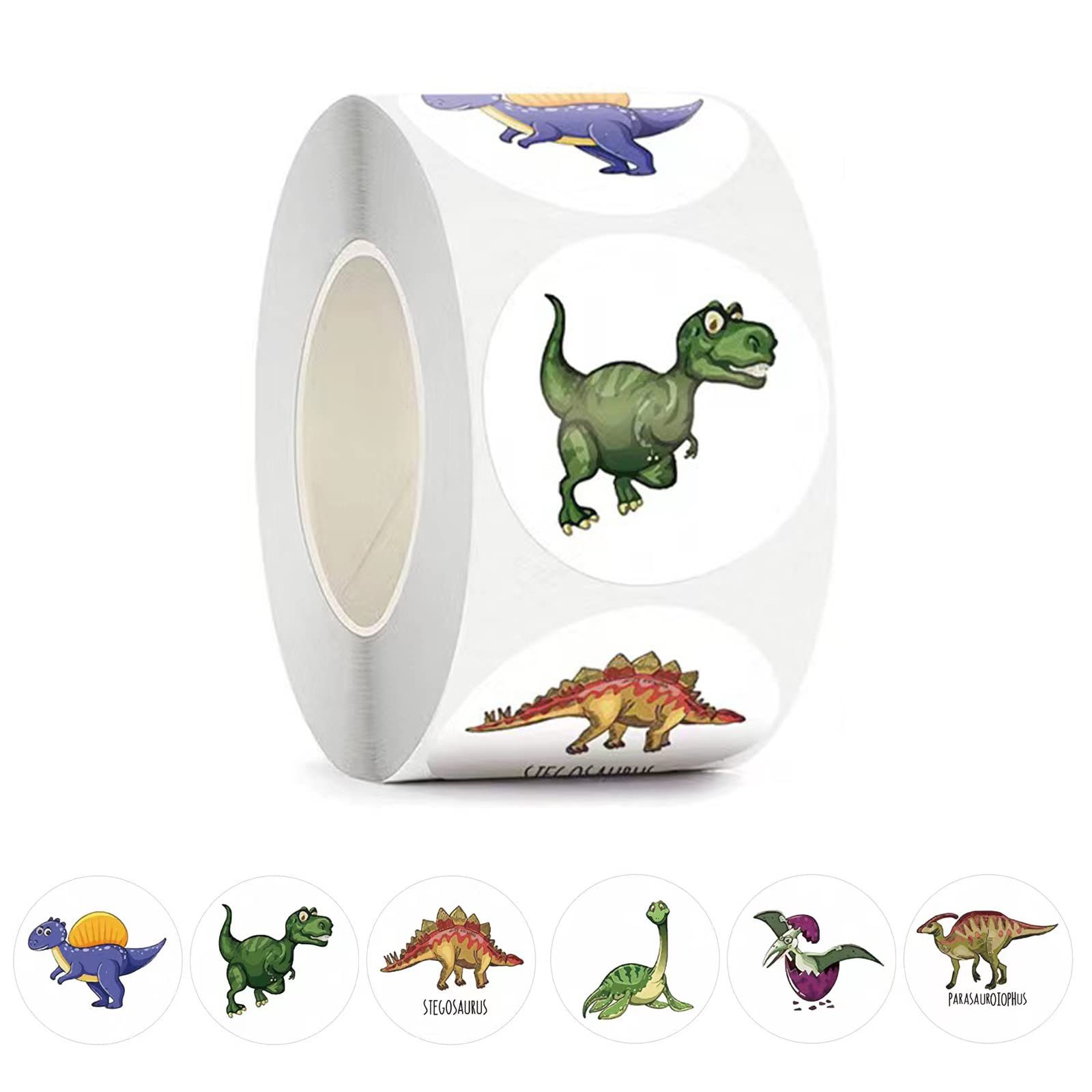 HinchJone dinosaur stickers roll features 1-inch rounds for classroom rewards and motivation.