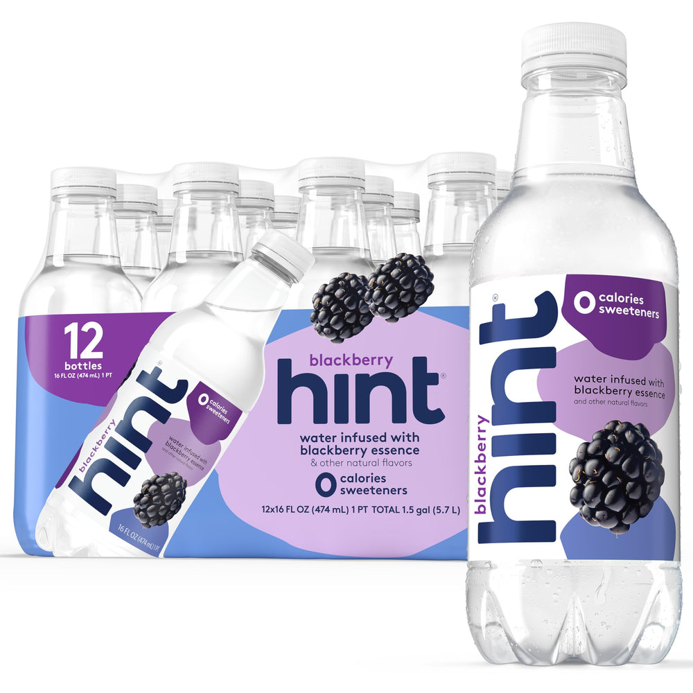 Hint Blackberry fruit-infused water bottle with natural flavor and zero sugar.