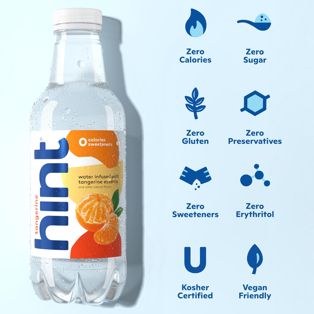 Hint case of 12 bottles displays convenient hydration for home, work, or travel