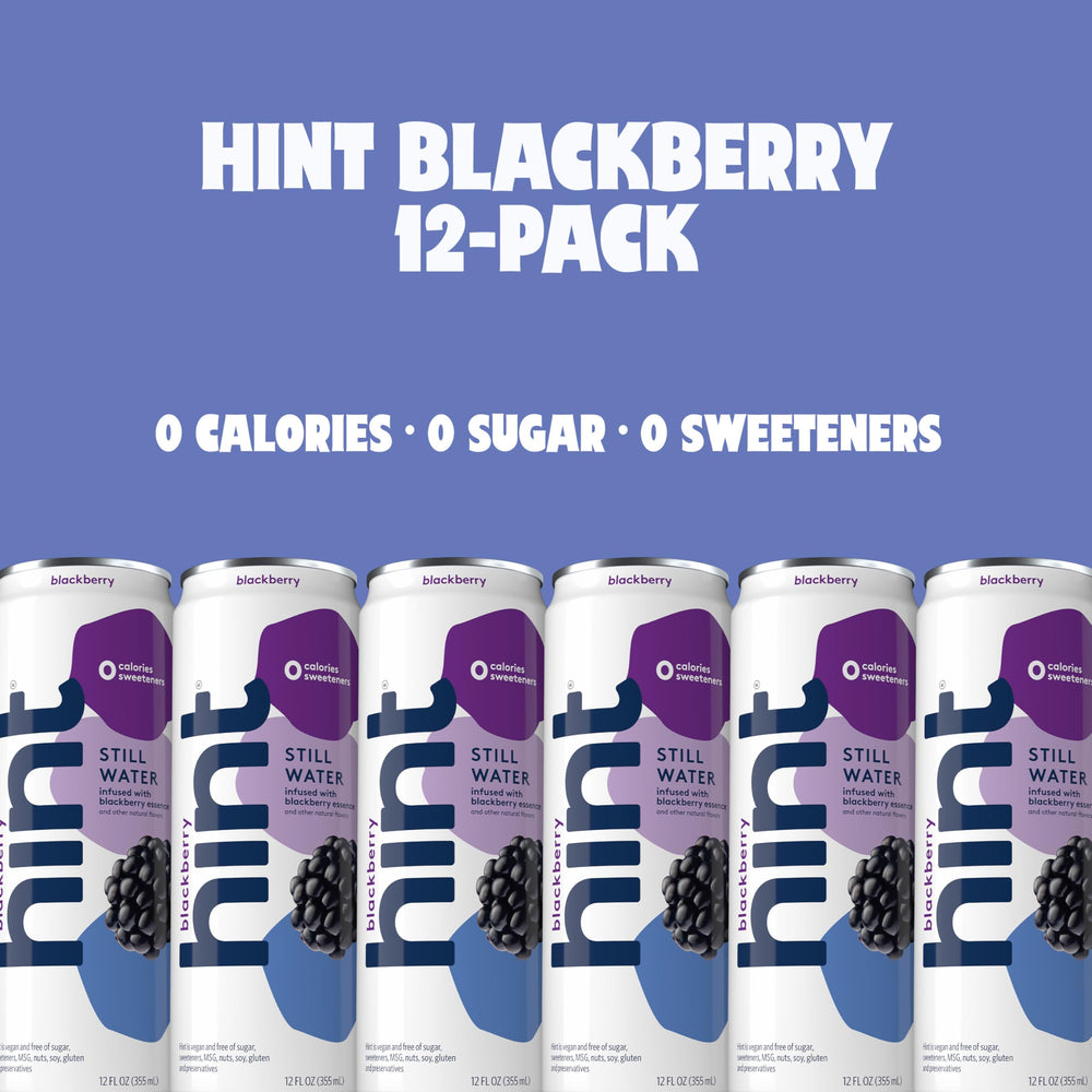 Hint close-up label highlights natural blackberry flavor.