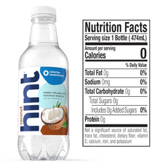 Hint coconut fruit-infused water pour highlights refreshing flavor with no sugar or calories