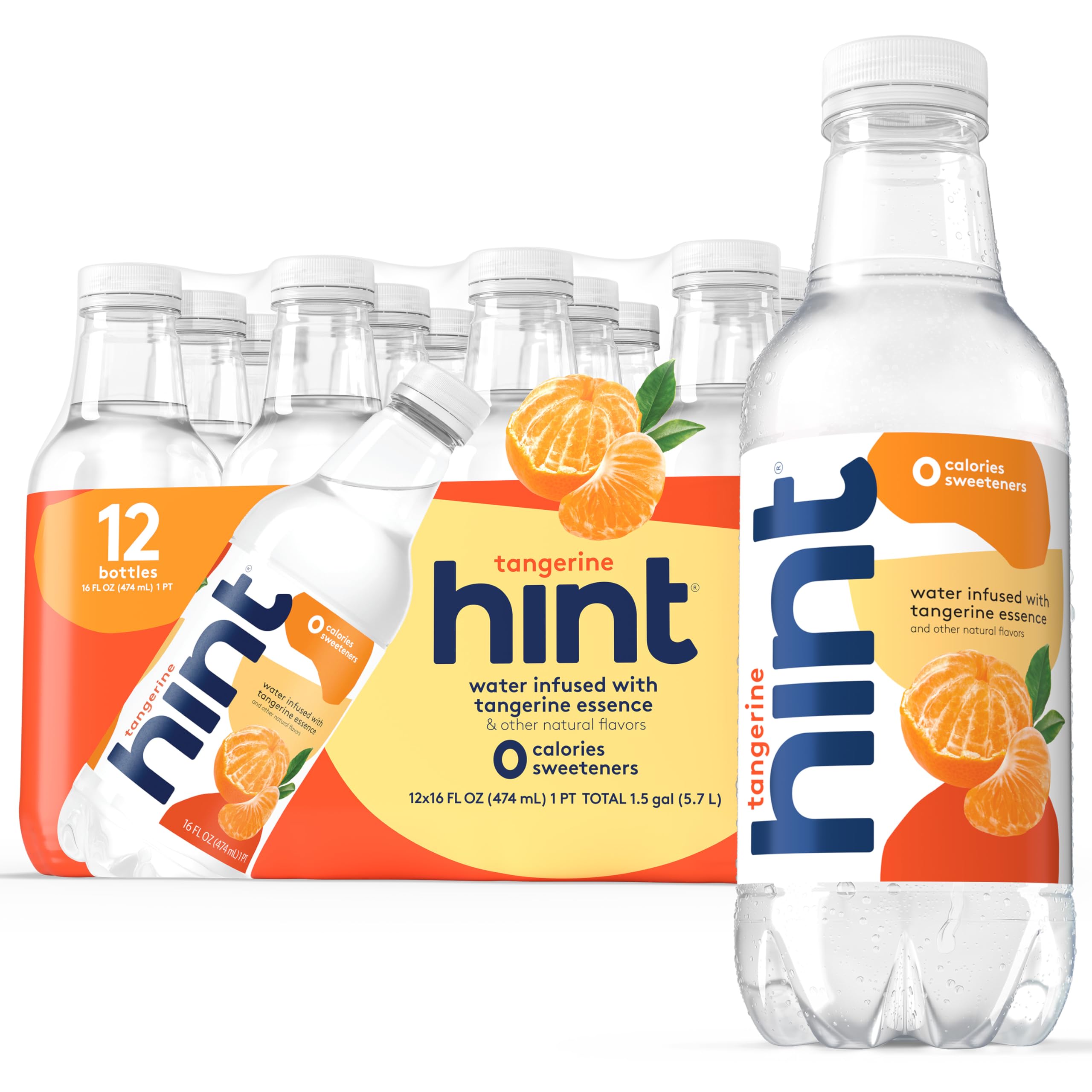 Hint fruit-infused water tangerine bottle highlights zero-calorie flavor for on-the-go hydration