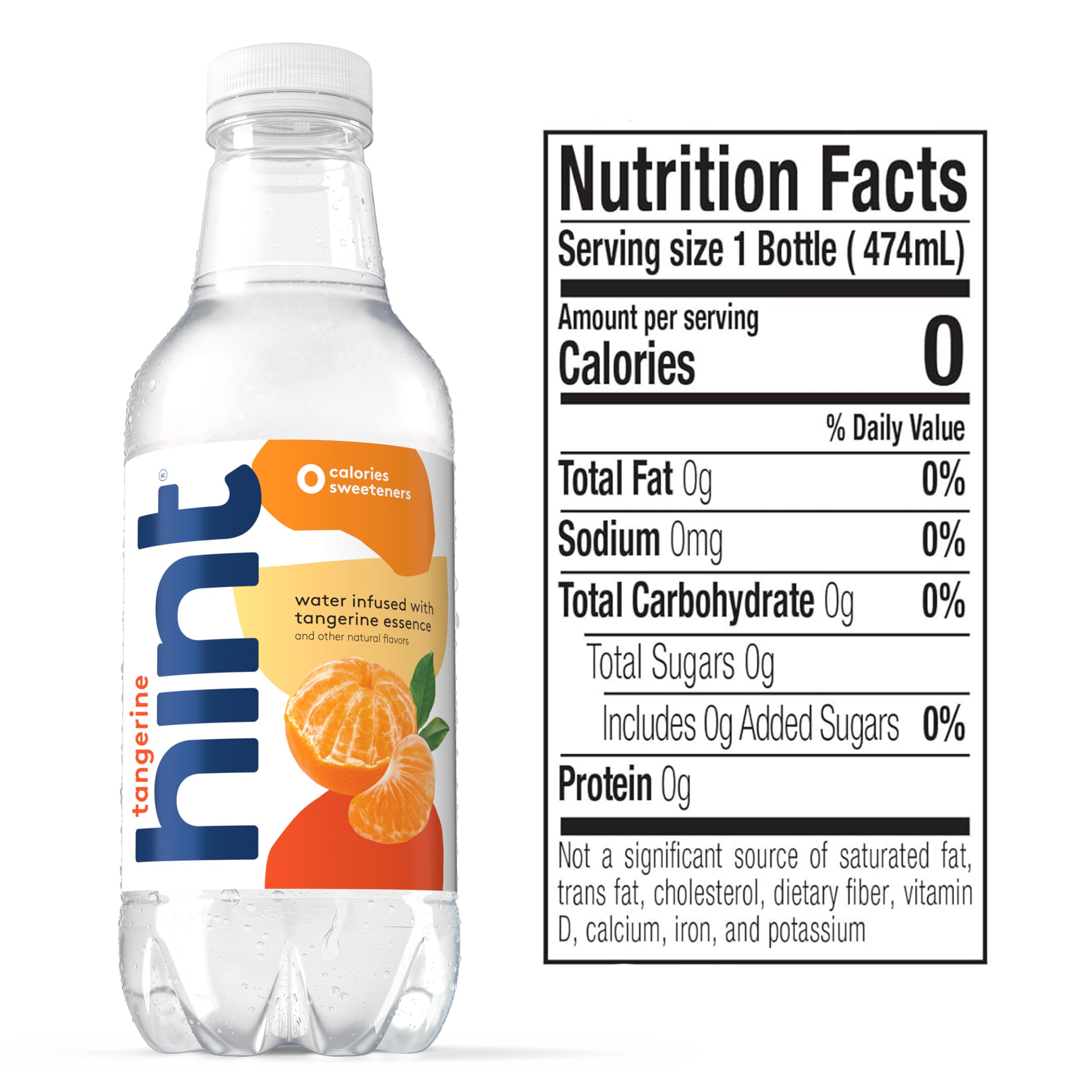 Hint fruit-infused water tangerine pour in glass suggests refreshing flavor without sugar