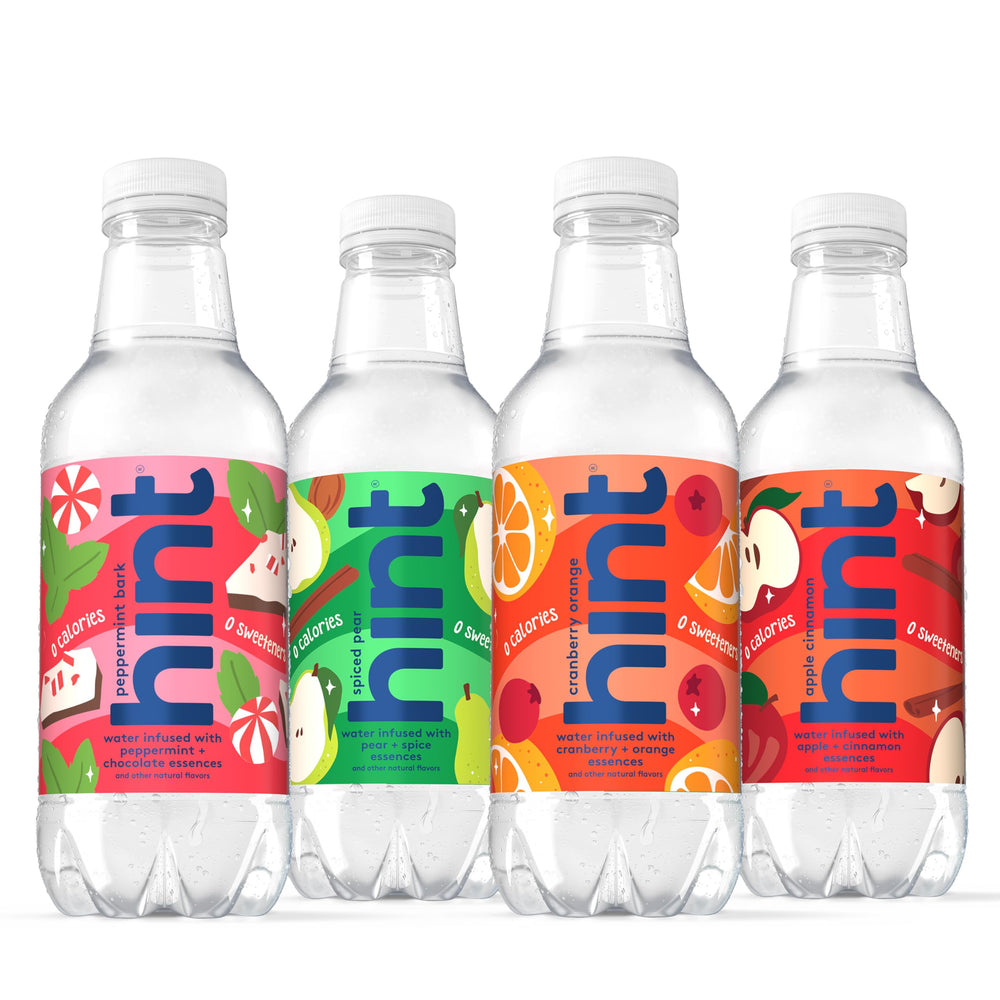 Hint label close-up showing vegan and kosher certification.