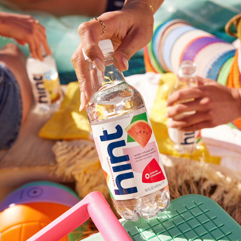 Hint packaging on shelf illustrates convenient, mess-free hydration anywhere.