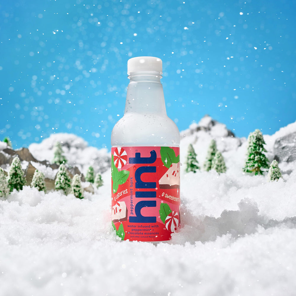 Hint Peppermint Bark on-the-go bottle supports flavorful hydration anywhere