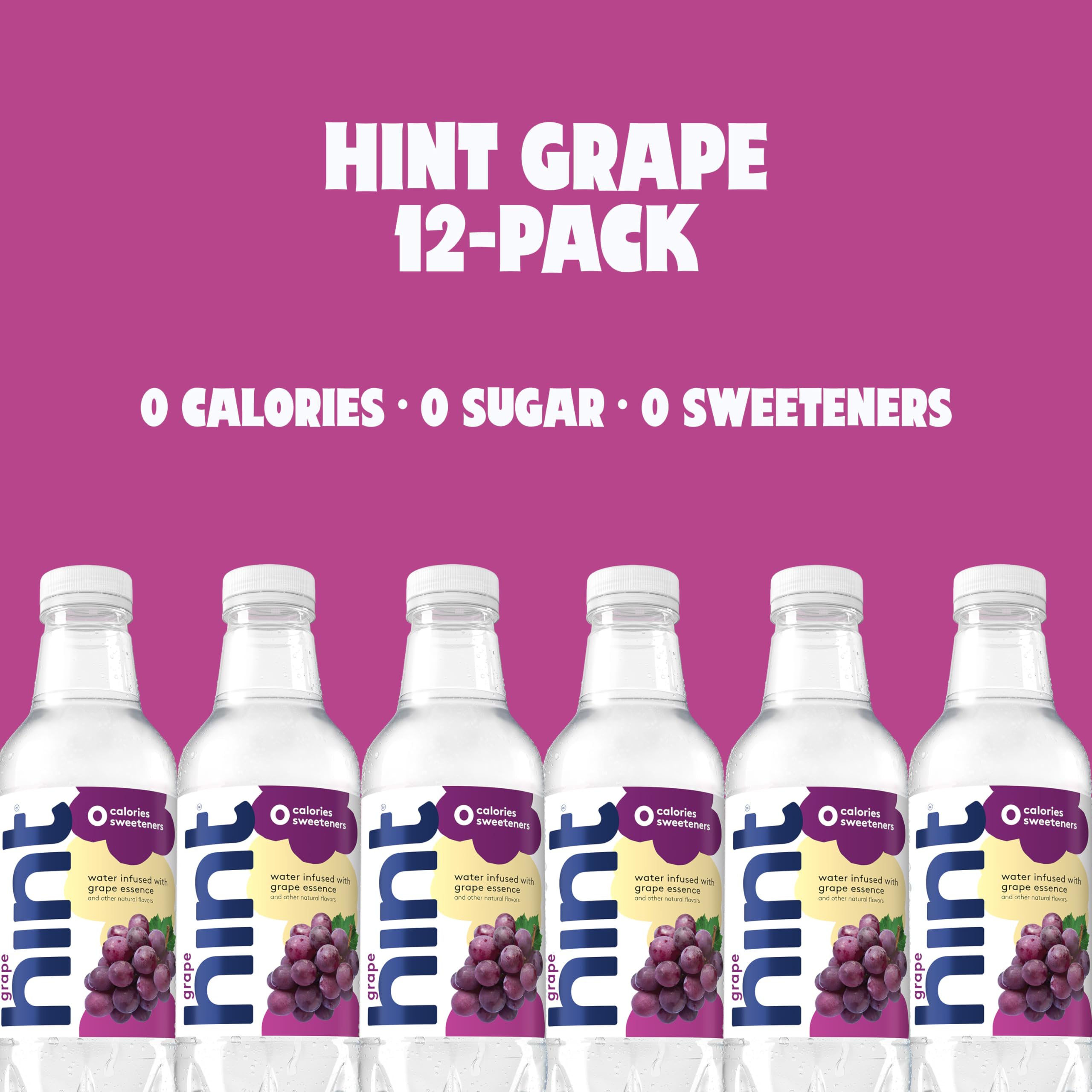 Hint glass with grape-infused water demonstrates refreshing, calorie-free hydration.