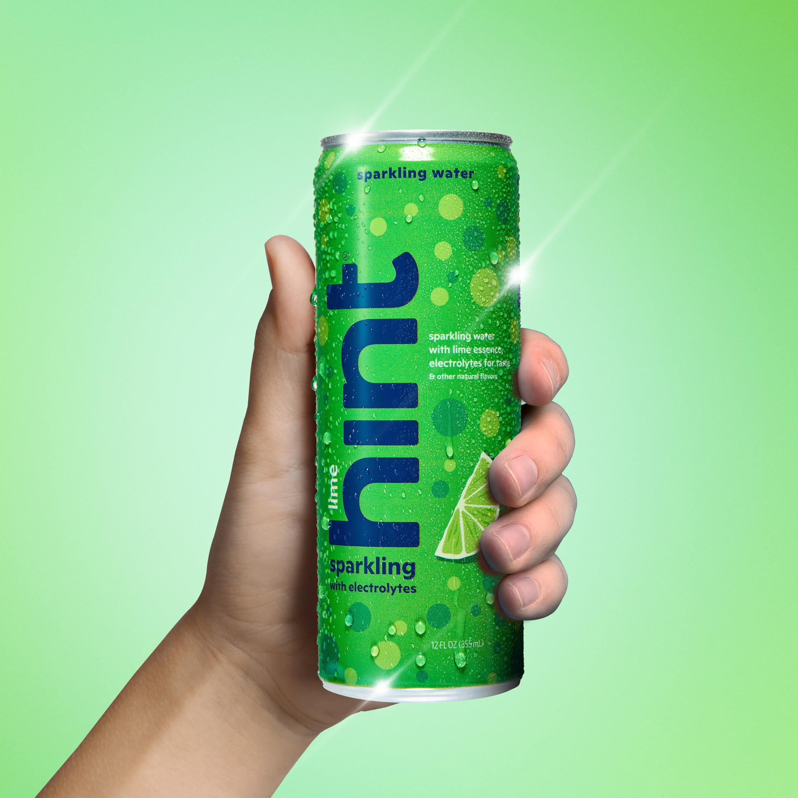 Hint Sparkling Lime packaging case indicates a 12-pack for home or office.