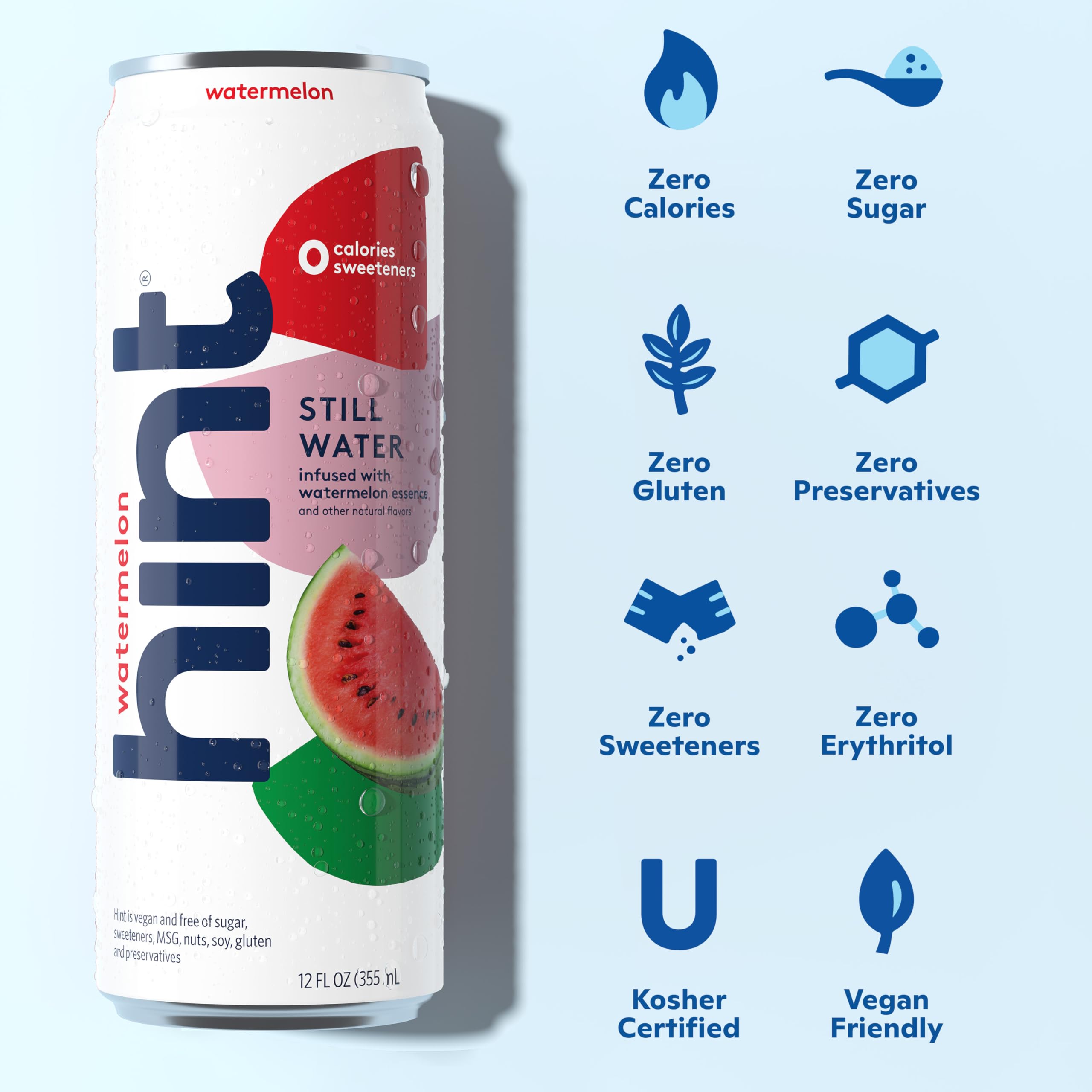 Hint Watermelon sip shot invites you to enjoy zero sugar and zero calories.