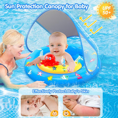 HINZER baby float with octopus toy excites water play