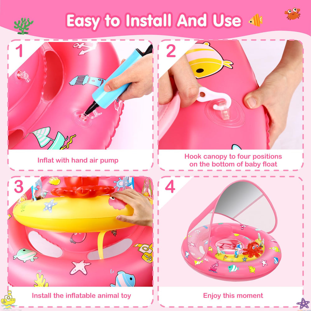 Hinzer baby pool float backrest and safety belt offer extra comfort and support