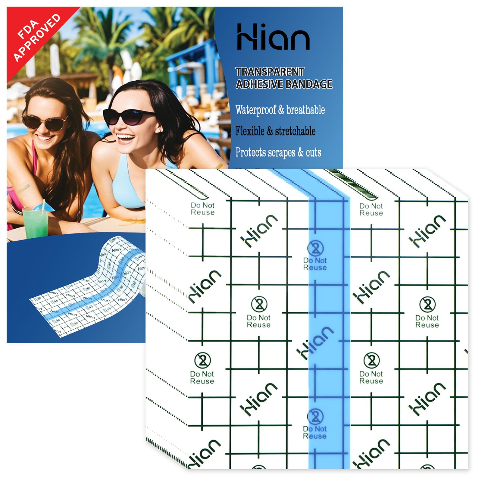 Hion tattoo aftercare bandage with transparent film dressing protects a new tattoo.