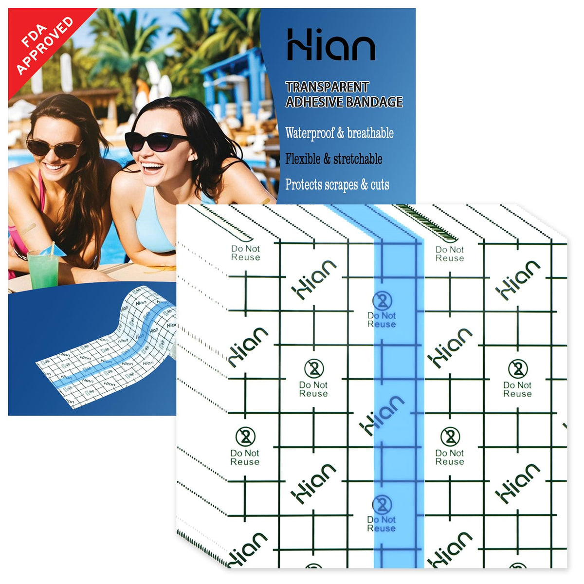 Hion tattoo aftercare bandage with transparent film dressing protects a new tattoo.
