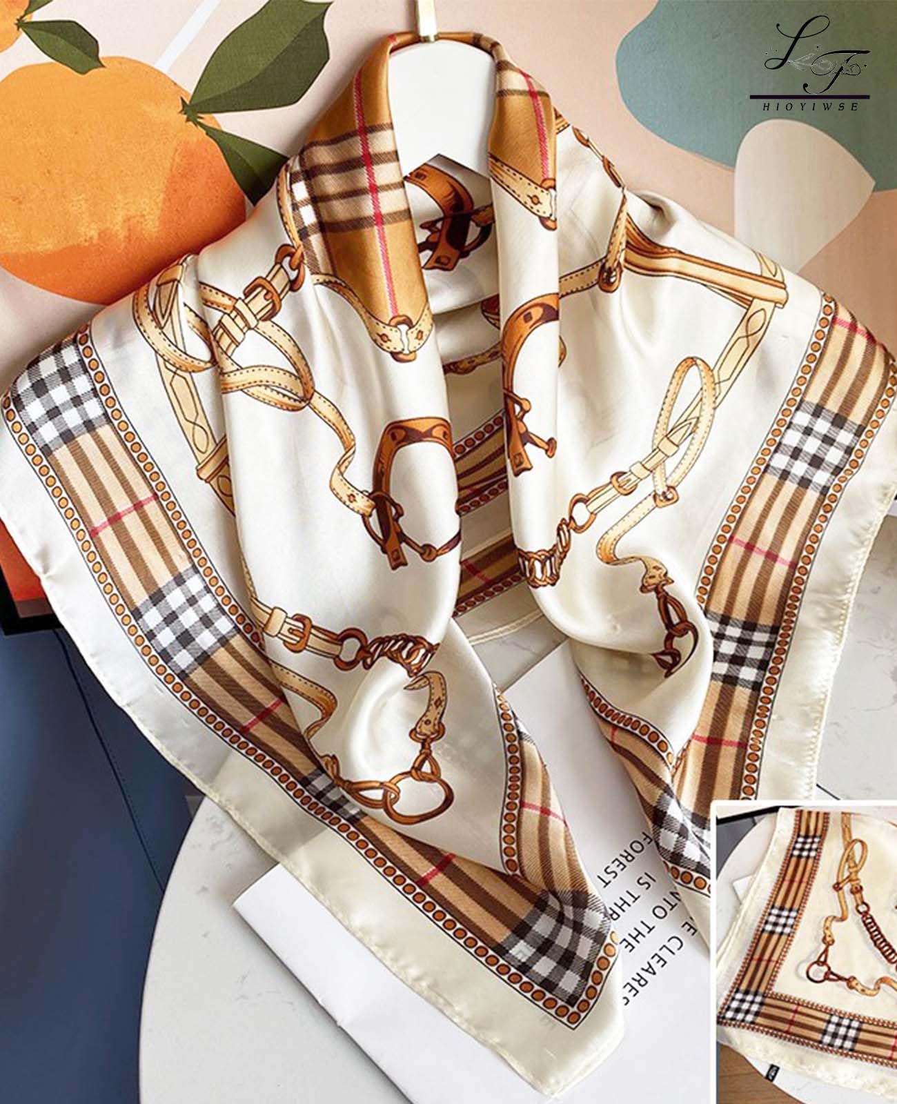 Hioyiwse satin bandana with multi-use styling options.