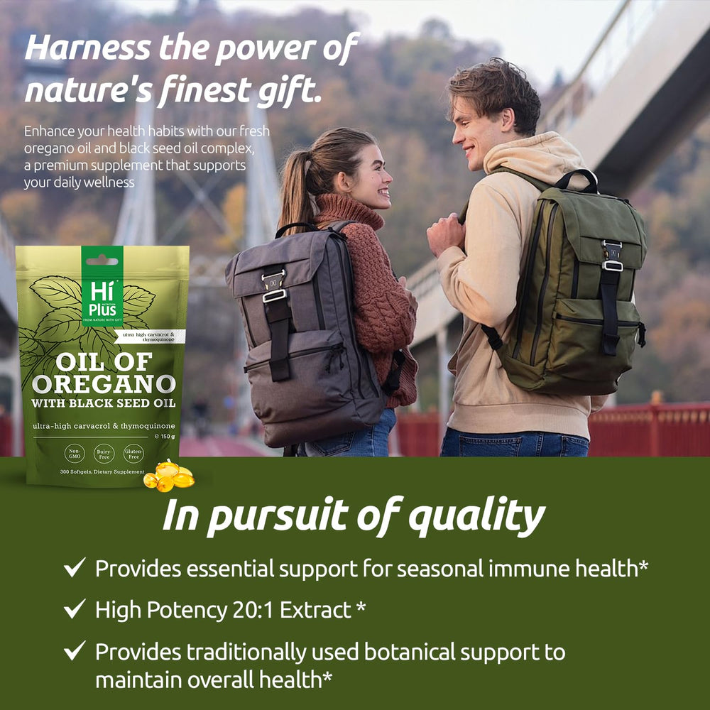 HiPlus black seed oil softgels bottle supports overall wellness.