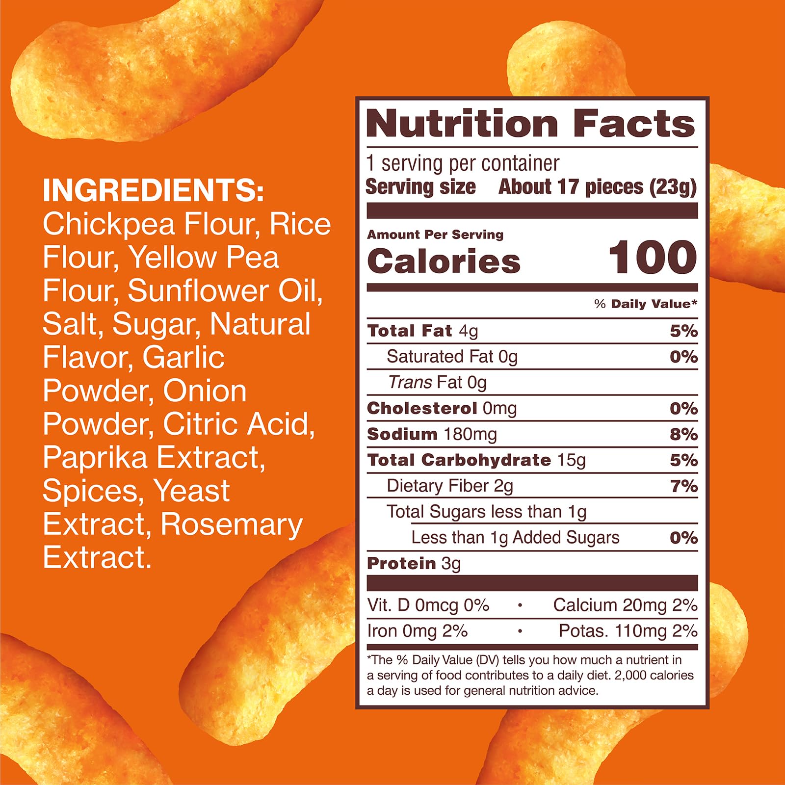 HIPPEAS Cheezy Vibes nacho flavor puff close-up, plant-based protein