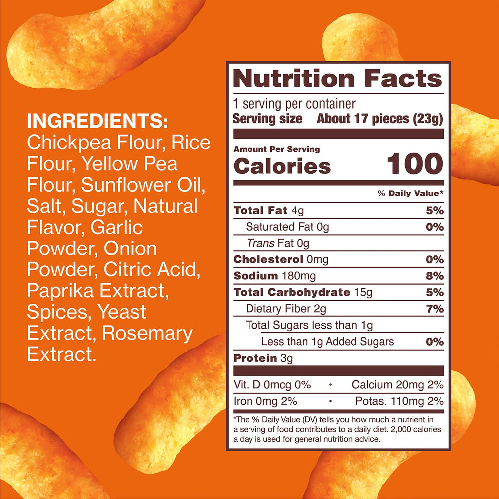 HIPPEAS Cheezy Vibes nacho flavor puff close-up, plant-based protein