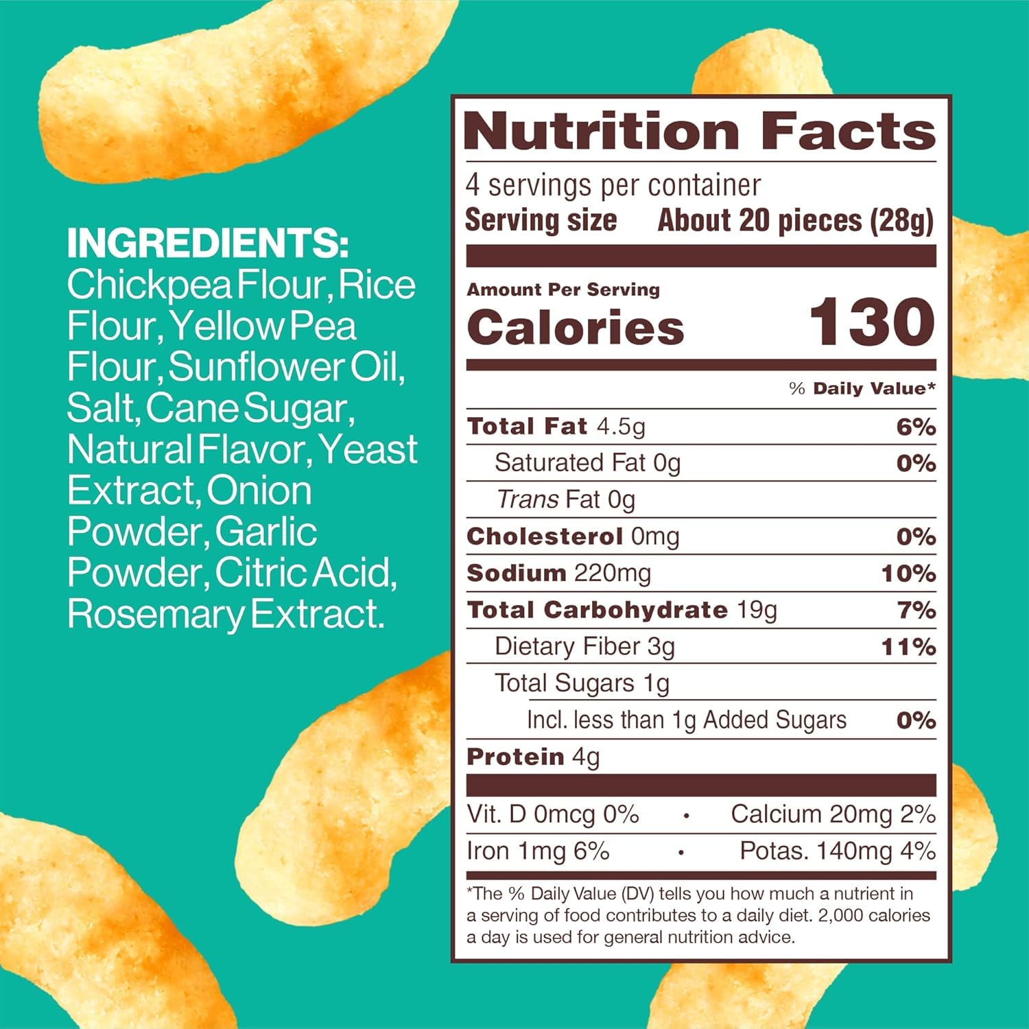 Close-up of HIPPEAS chickpea puffs showing crispy, savory texture