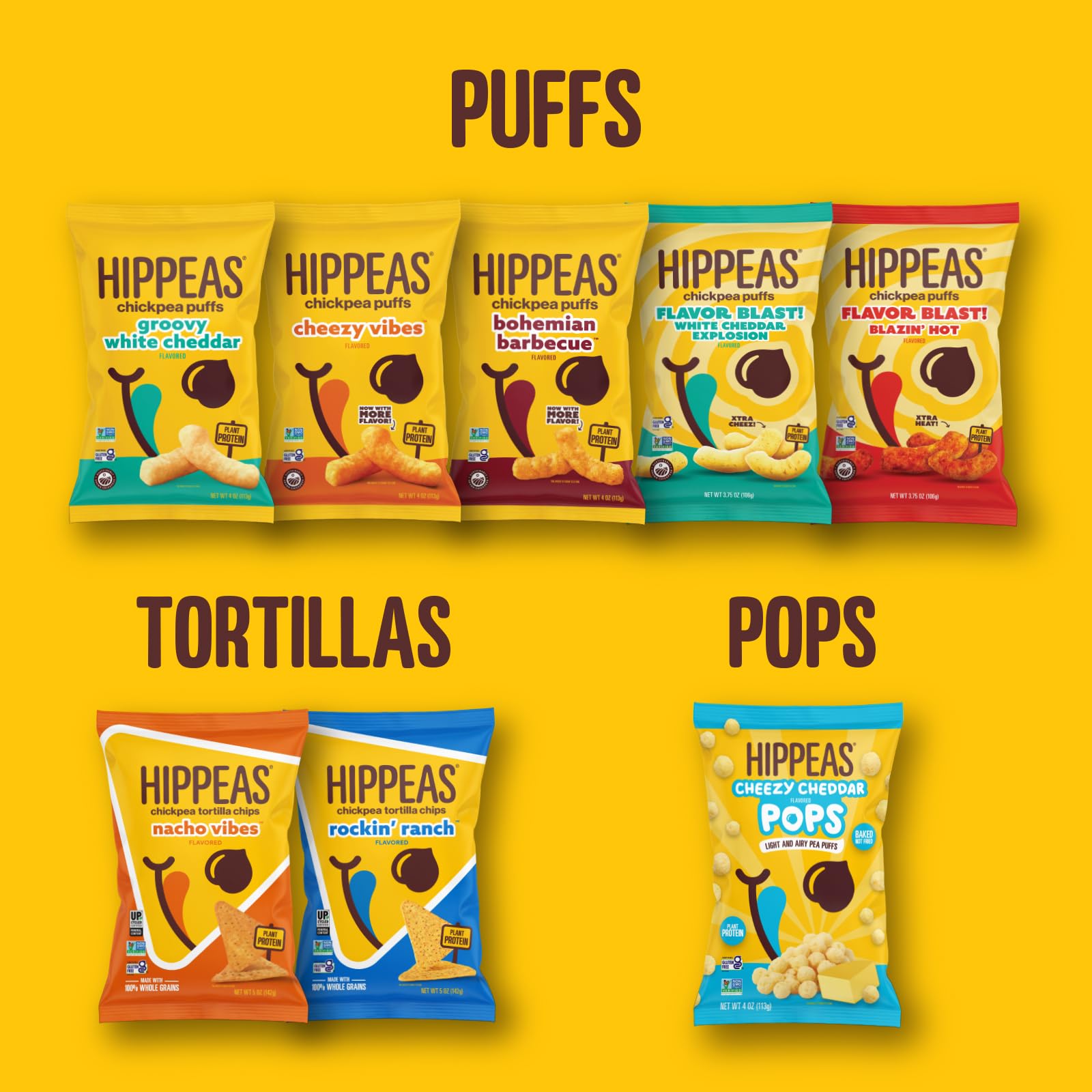 Hippeas crackling texture close-up conveys satisfying salty crunch.