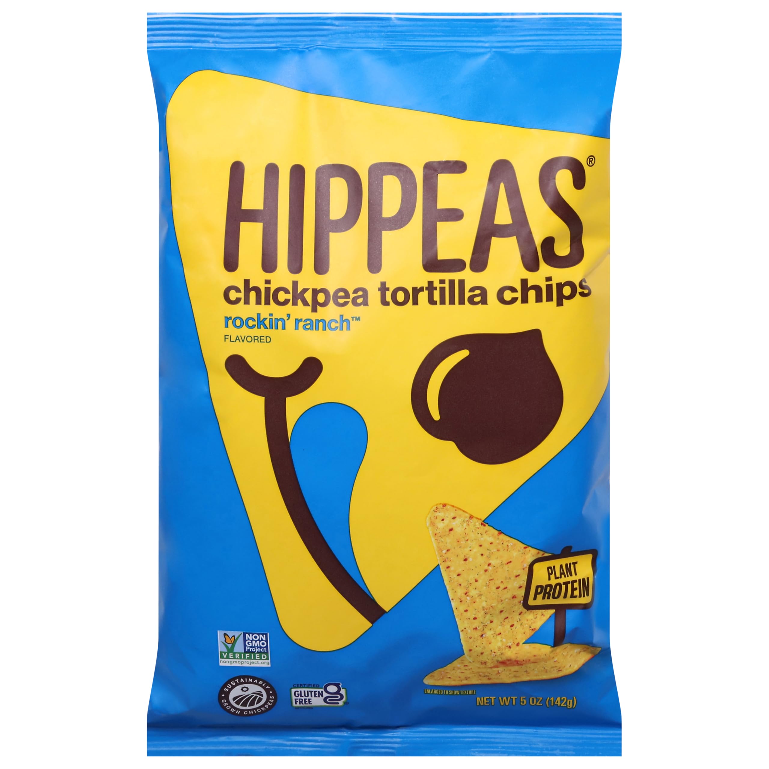 HIPPEAS Rockin Ranch chickpea tortilla chips: crispy ranch snack for dips and on-the-go.