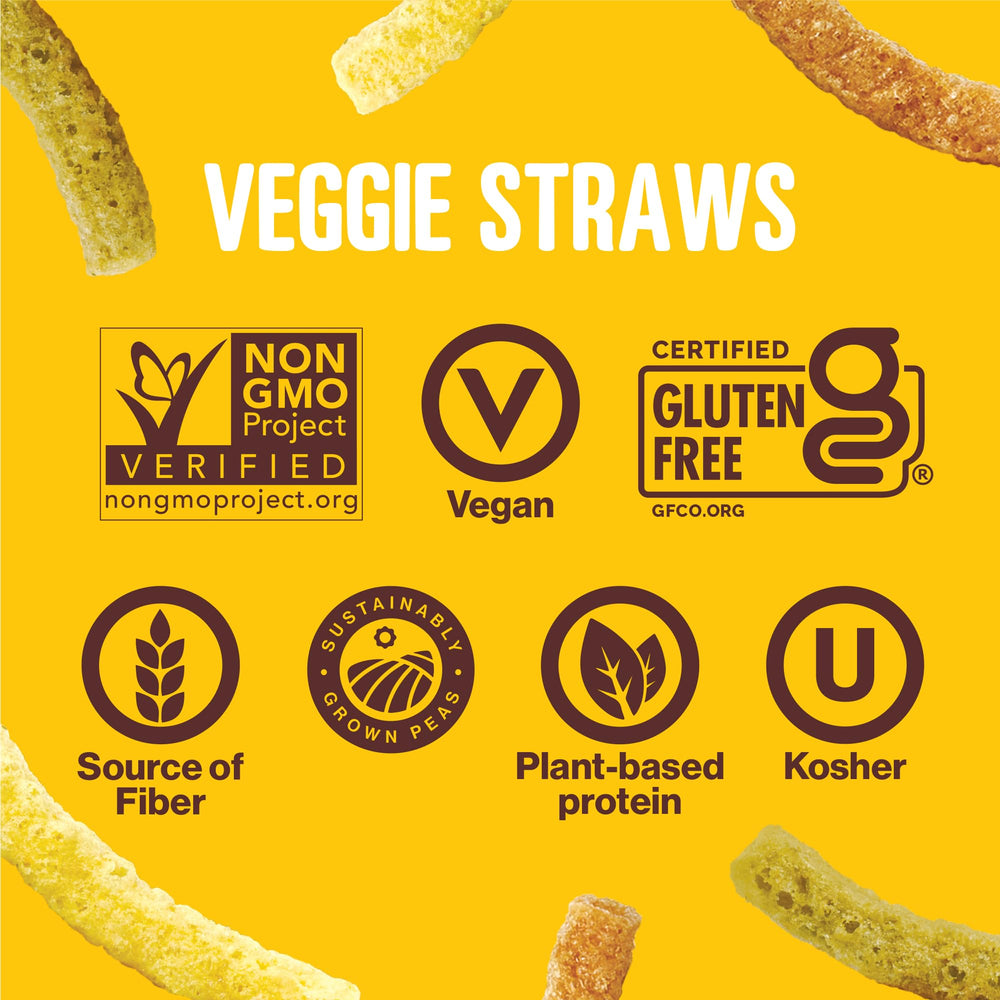 HIPPEAS Veggie Straw closeup, crispy texture from yellow peas