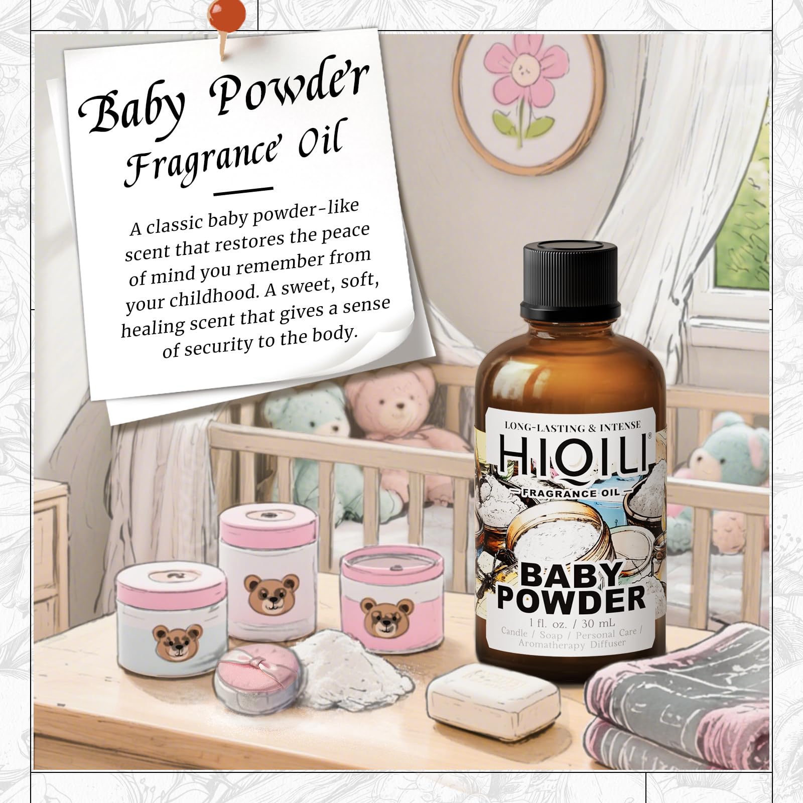 HIQILI Baby Powder Fragrance diffuser drops spread a gentle scent across a room