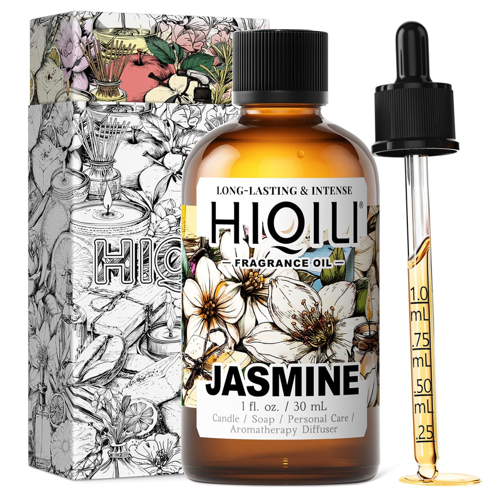 HIQILI Jasmine fragrance oil bottle for diffusers with calming jasmine scent.