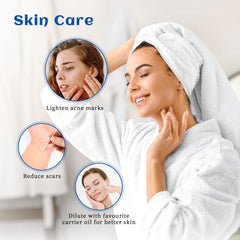 HIQILI Tea Tree Oil skin application shown with dilute usage routine.