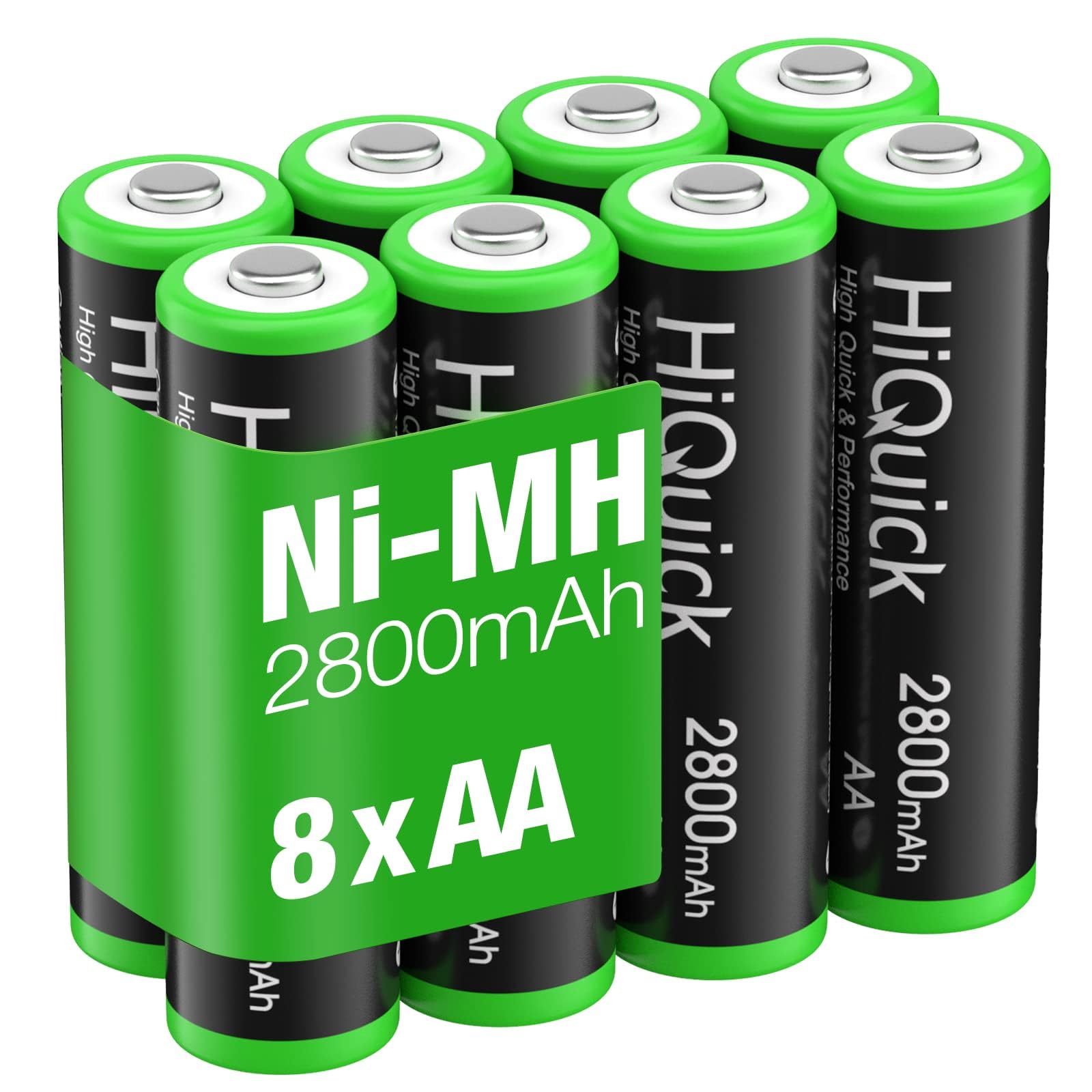 HiQuick 2800mAh AA pack-8 for reliable power in daily devices.