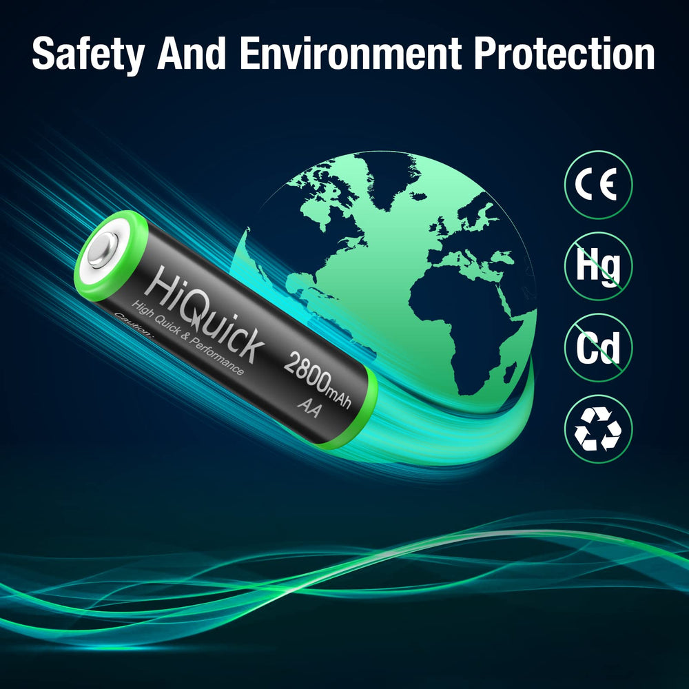 HiQuick broad-compatibility AA batteries suit cameras, remotes, flashlights, and more.