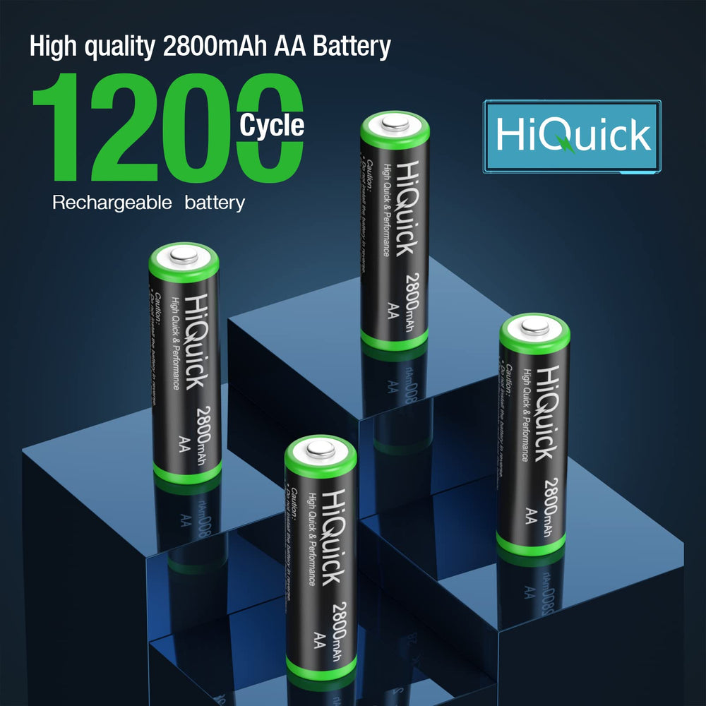 HiQuick pre-charged AA batteries ready to use in cameras and remotes.