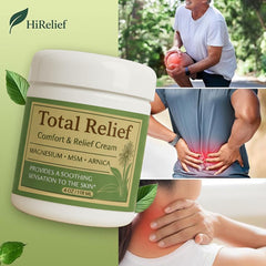 HiRelief Total Relief Cream tube, leaves skin soft and nourished after use.