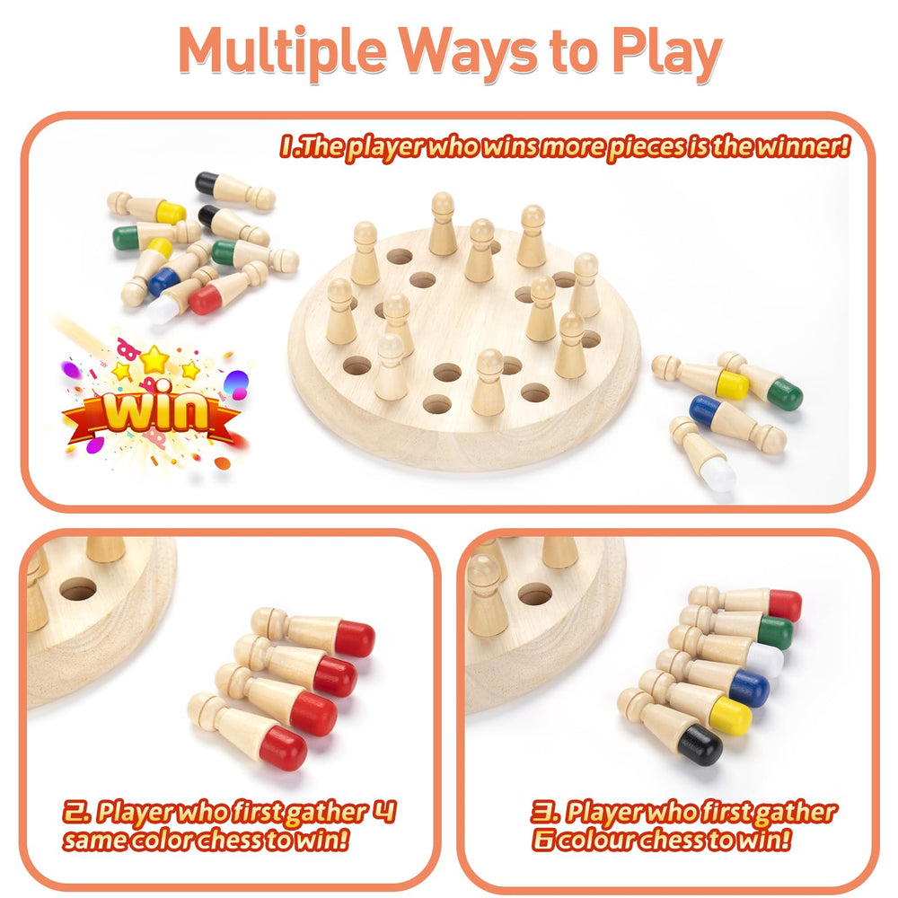 Hirger 24 wooden pegs hidden colors boost memory and concentration.