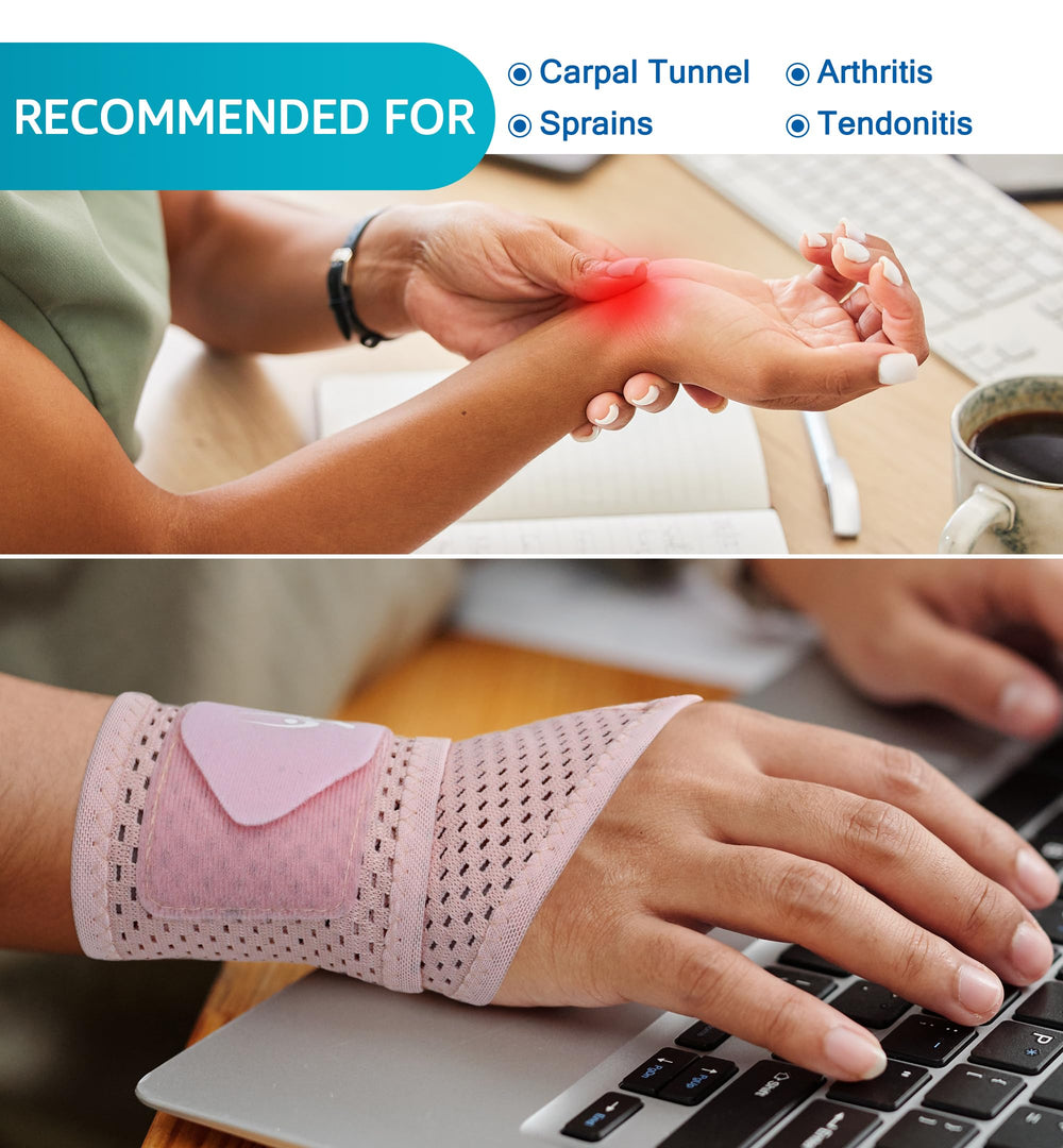 HiRui pink ergonomic wrist wrap aiding daily tasks.