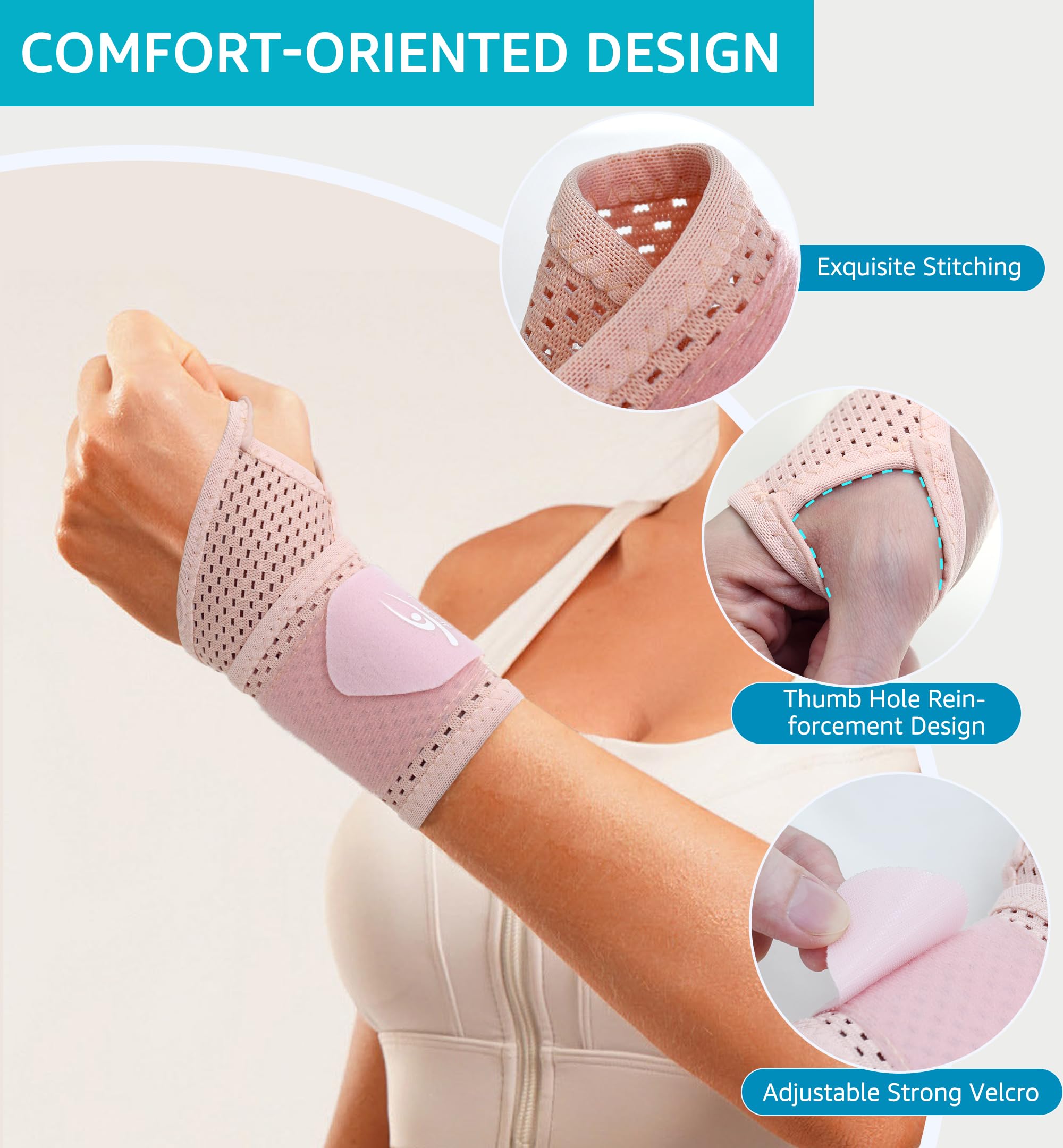 HiRui pink wrist wrap is lightweight and flexible for full motion.