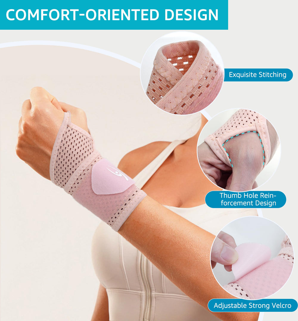 HiRui pink wrist wrap is lightweight and flexible for full motion.