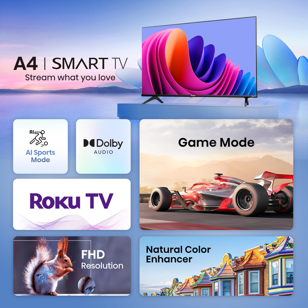 Hisense 40A4NR remote offers simple one-touch access to top streaming apps