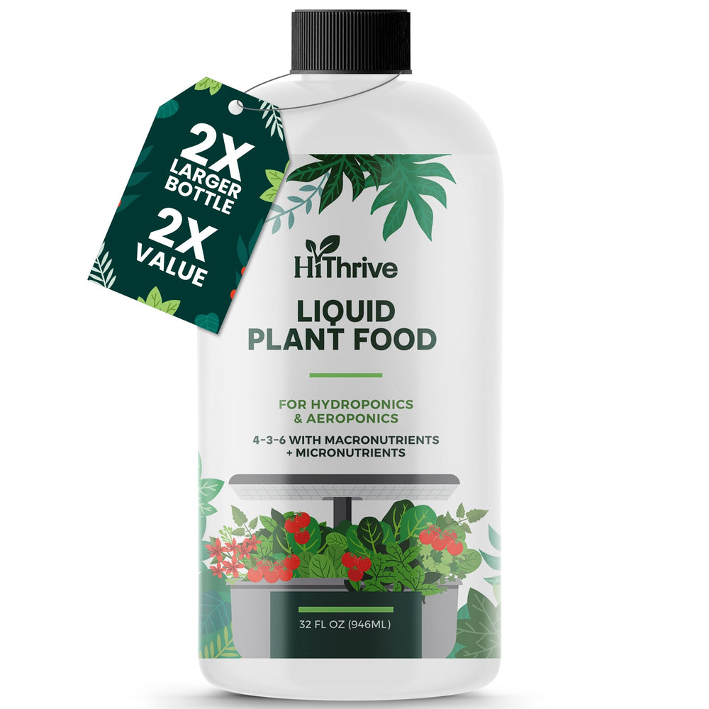 HiThrive 32oz aeroponics liquid food bottle ready for hydroponic feeding.