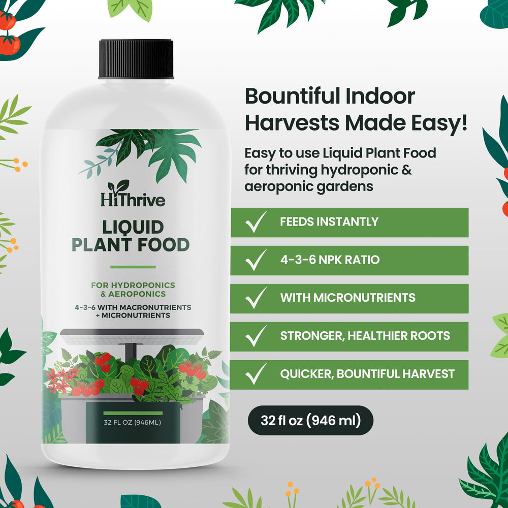 Dosing guide showing 5ml per quart mixing for vibrant growth with HiThrive.