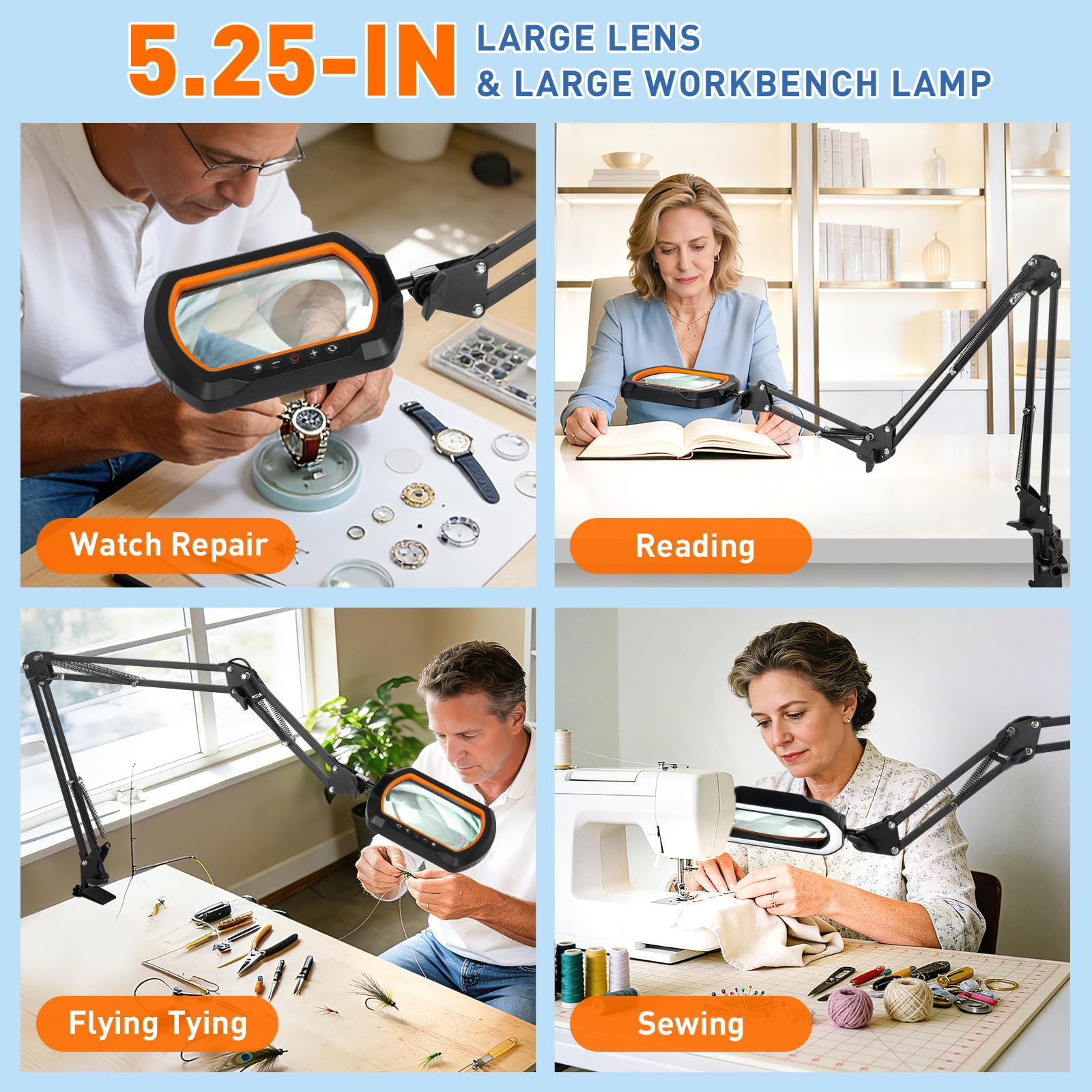 HITTI magnifier aids seniors and hobbyists in detailed tasks.