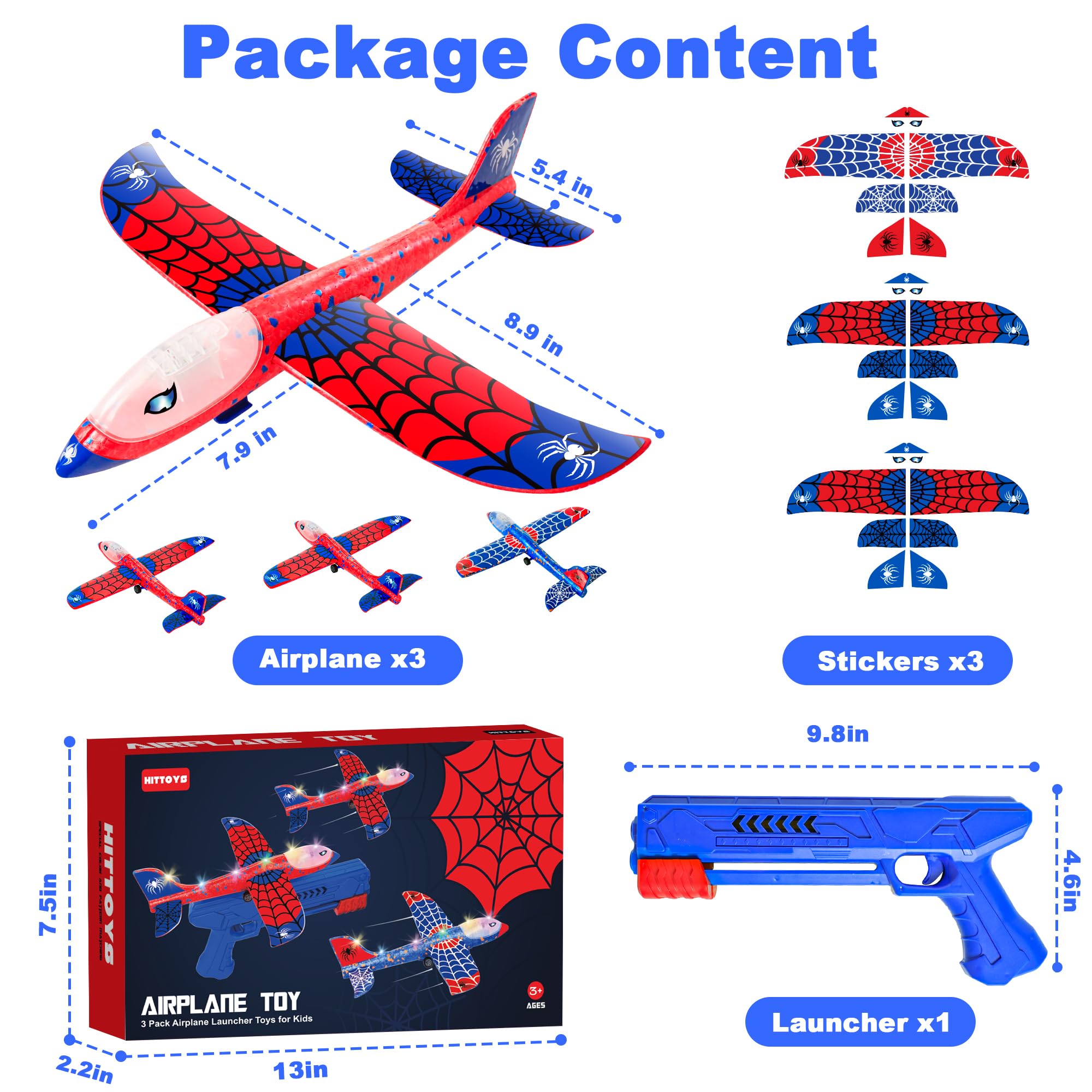 HitToys Airplane Launcher LED lights illuminate flights for excitement.