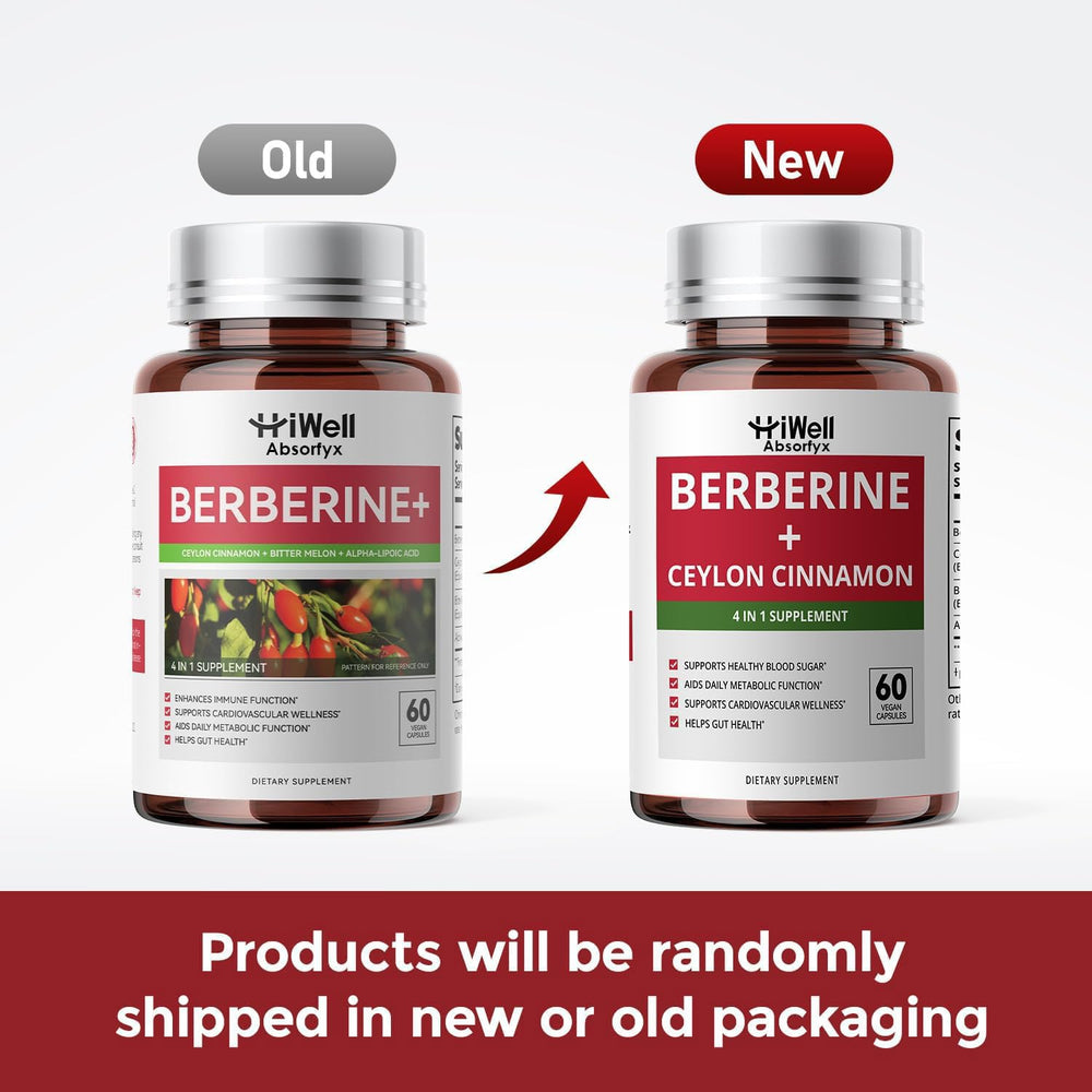 HiWell Berberine Cinnamon packaging close-up with GMP seal